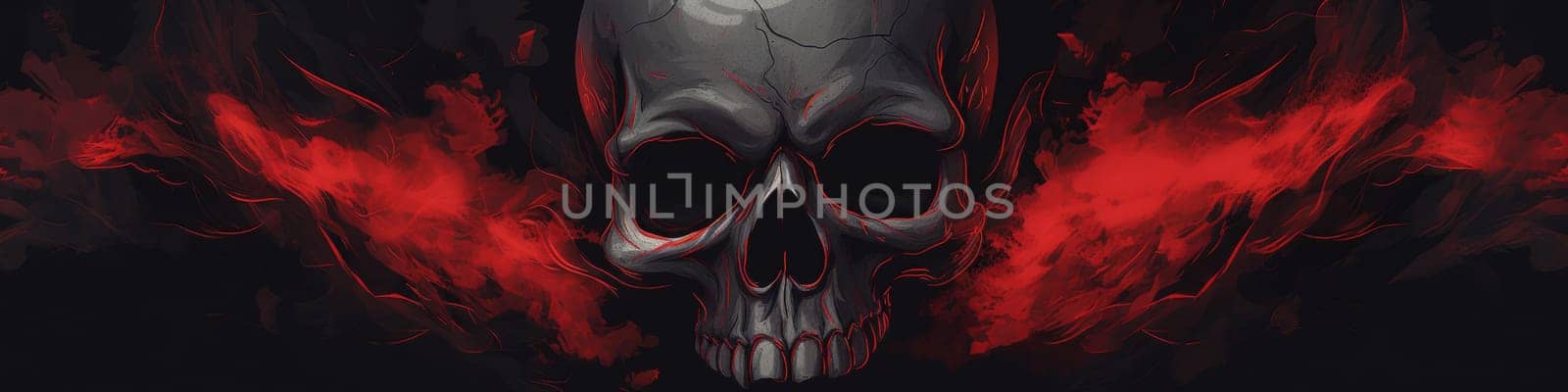 Mysterious a human skull head as banner