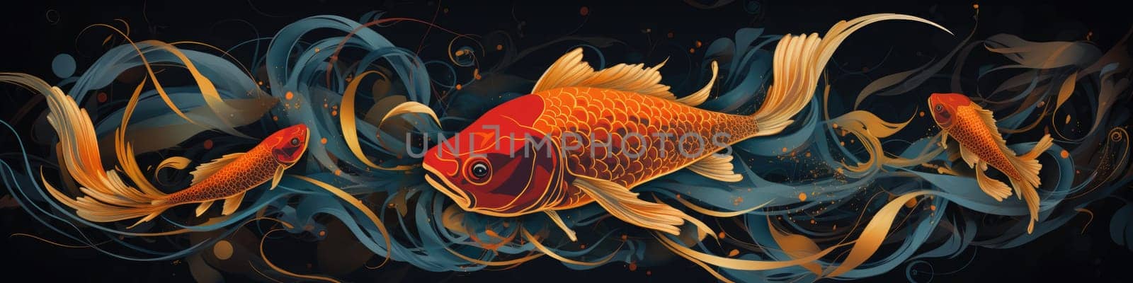 Mysterious a fish illustration as banner