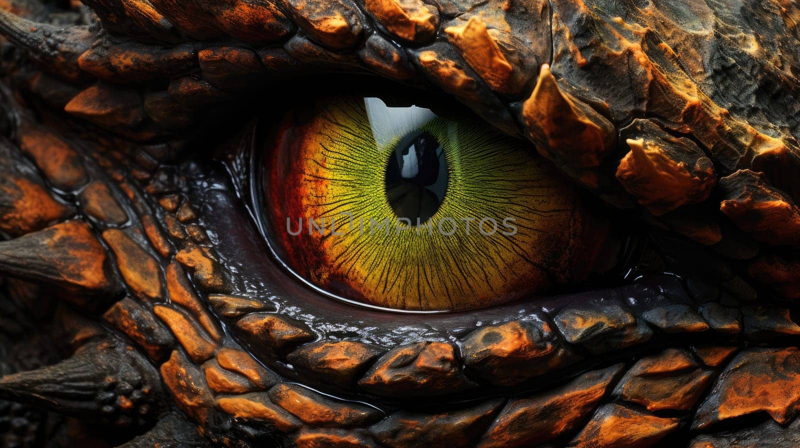 Macro detail to a dragon eye, mystic and mysterious eye, nature concept