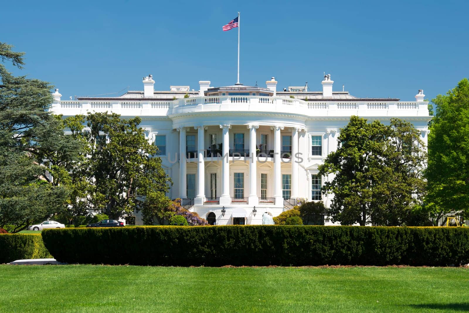 White House on deep blue sky background