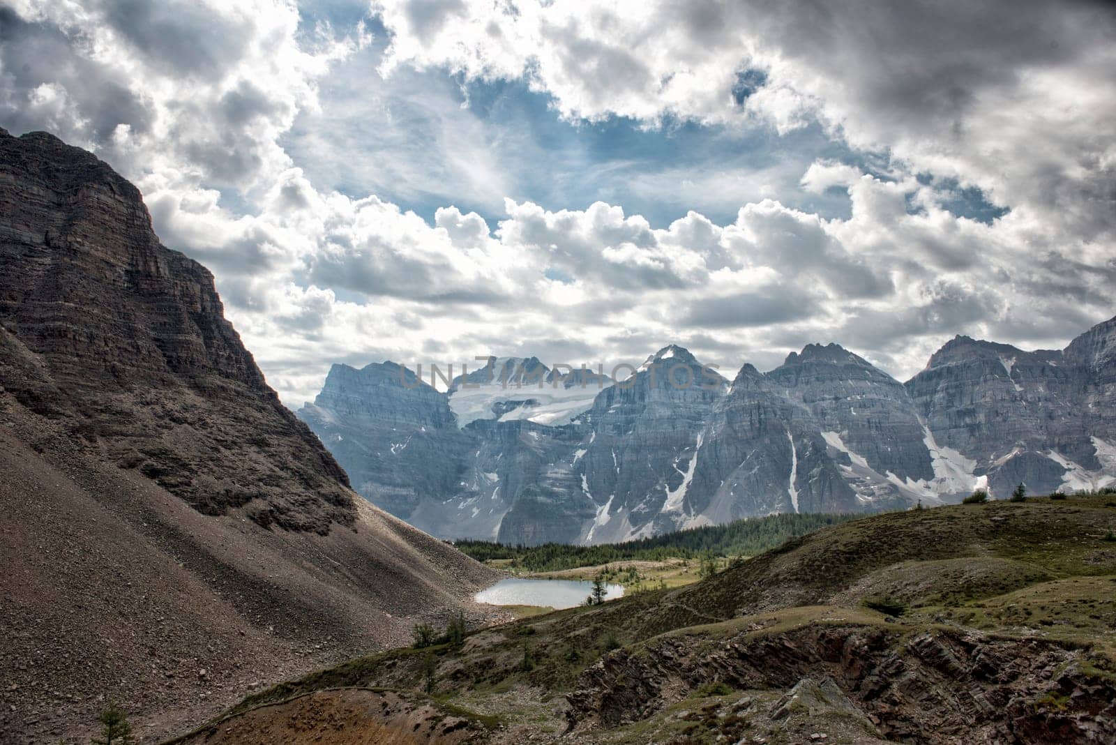 Yoho park glacier view on cloudy sky background