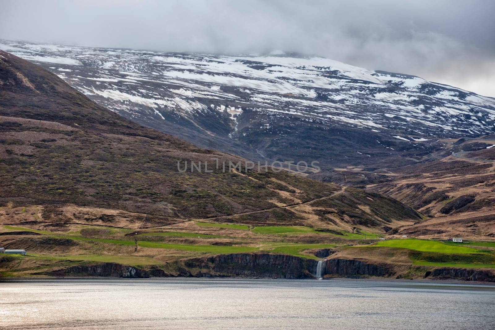 Akureyri Iceland coastal view in spring time