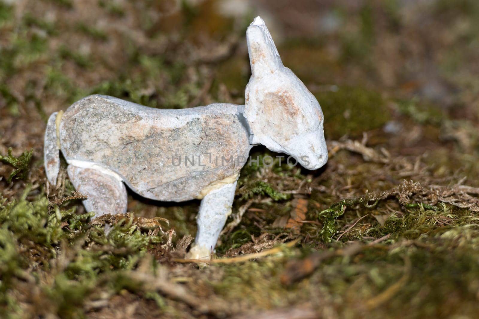 dog small stone statue close up