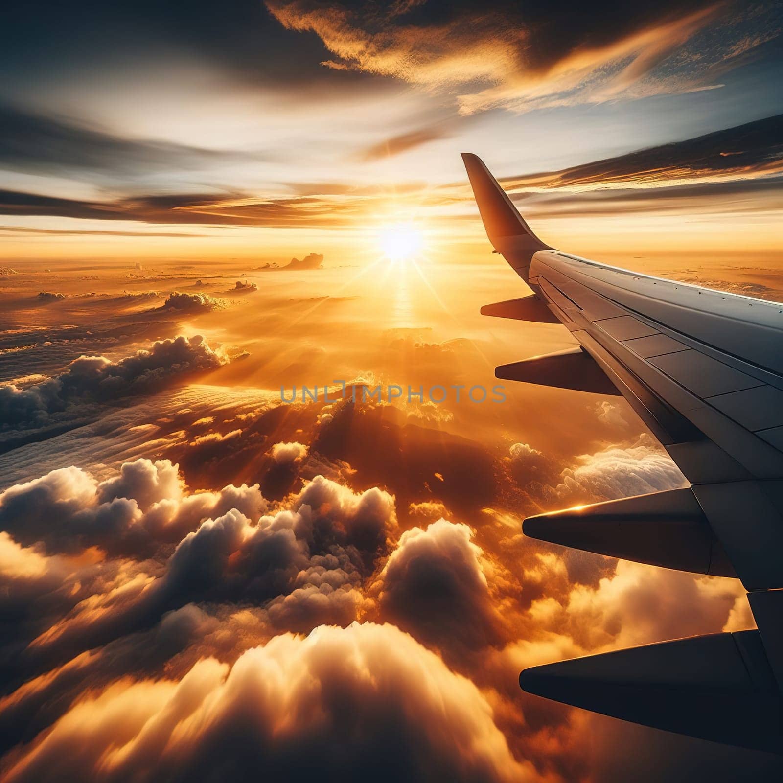 Passenger plane in the sky at sunset. High quality photo