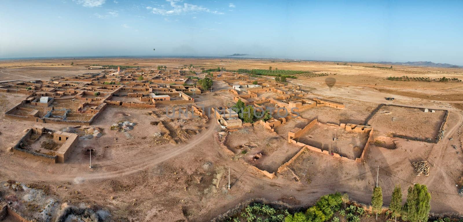 Maroc settlement in the desert near Marrakech aerial view