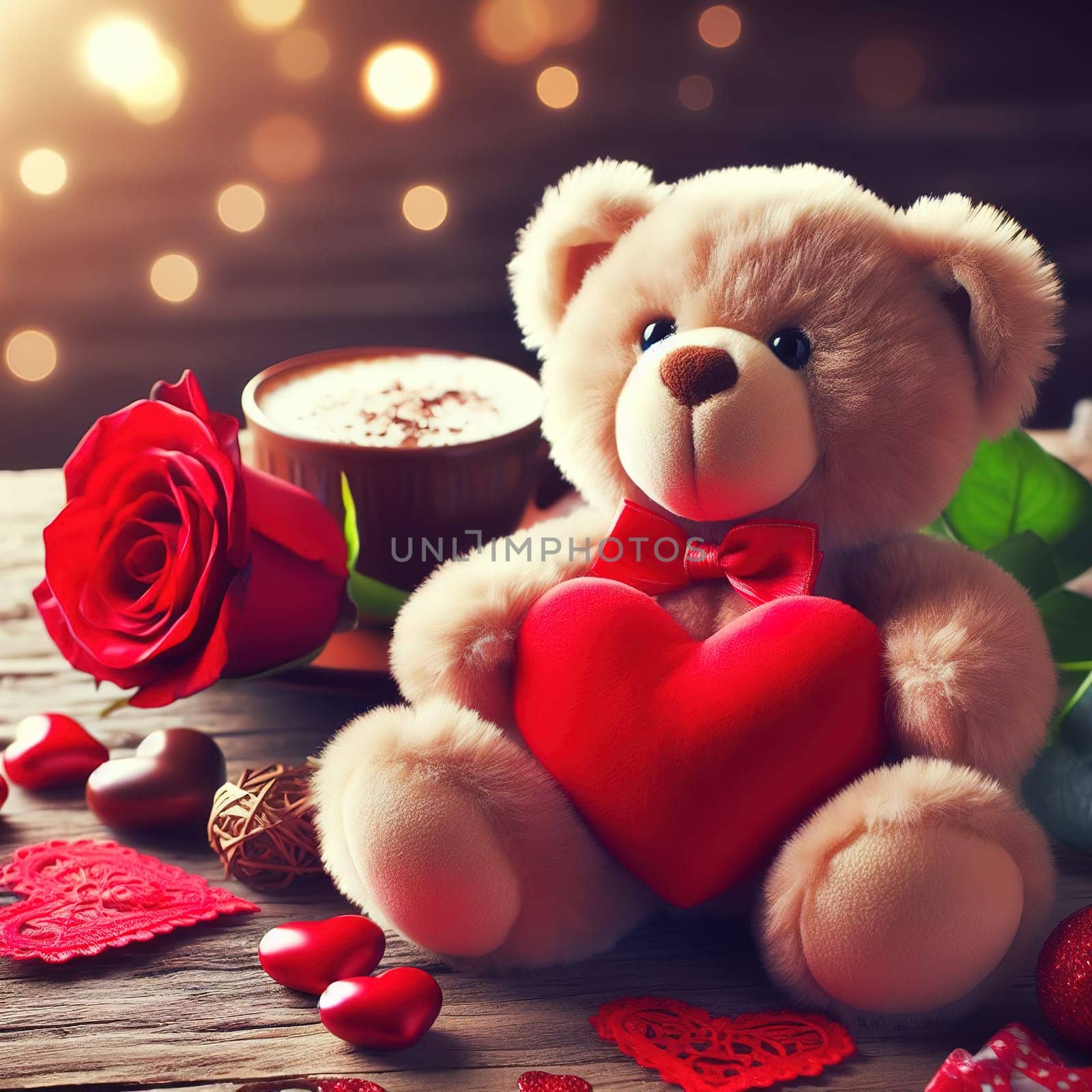 Teddy bear with heart, a good gift for Valentine's day. High quality photo