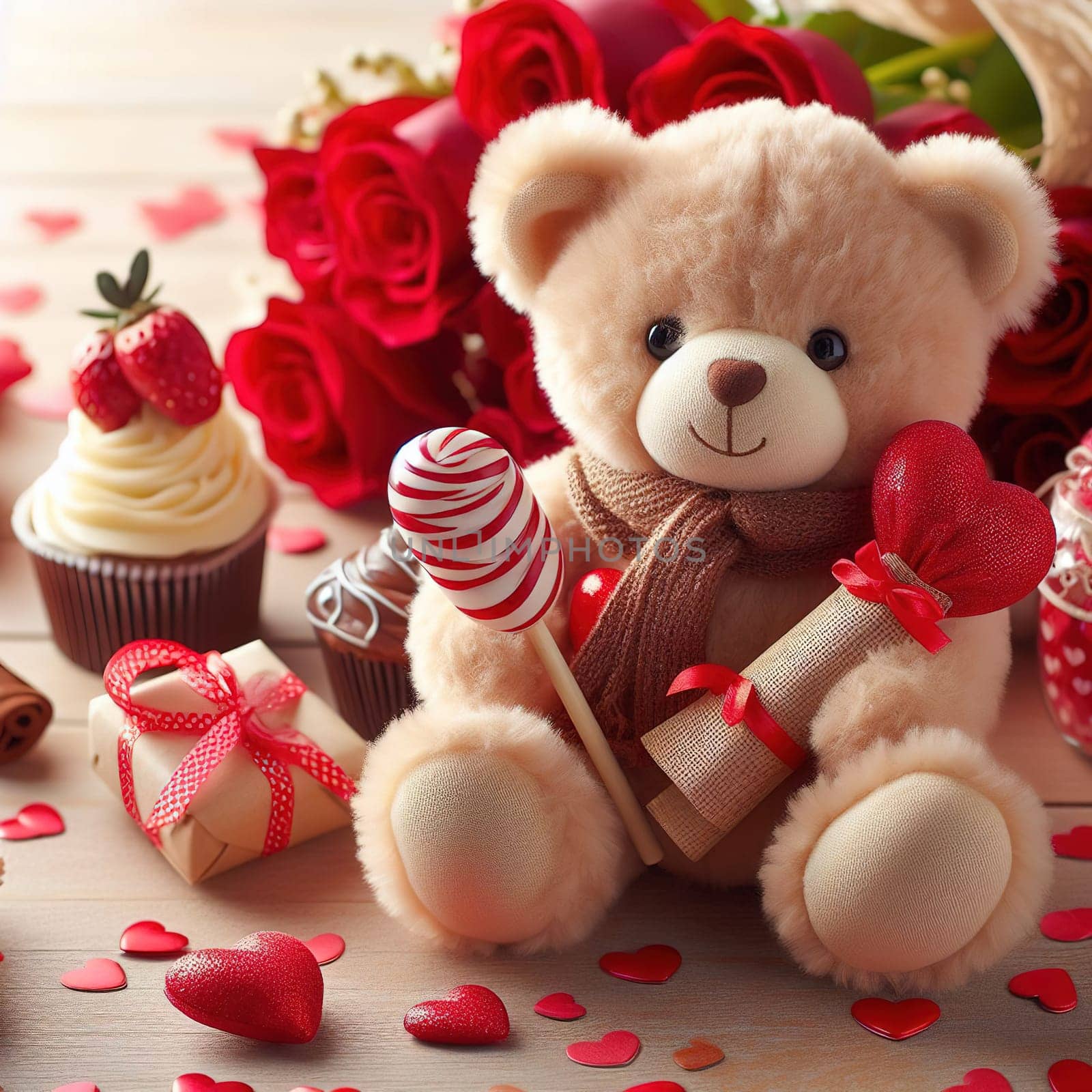 Teddy bear with heart, a good gift for Valentine's day. High quality photo