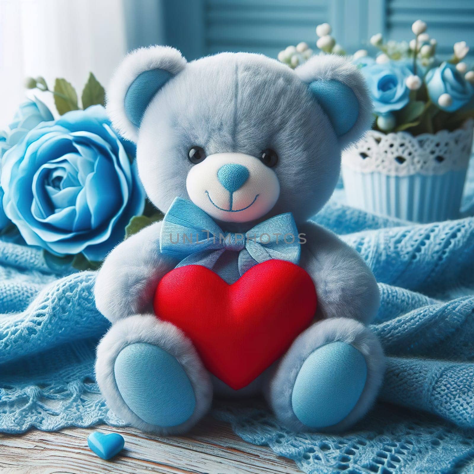 Teddy bear with heart, a good gift for Valentine's day. High quality photo