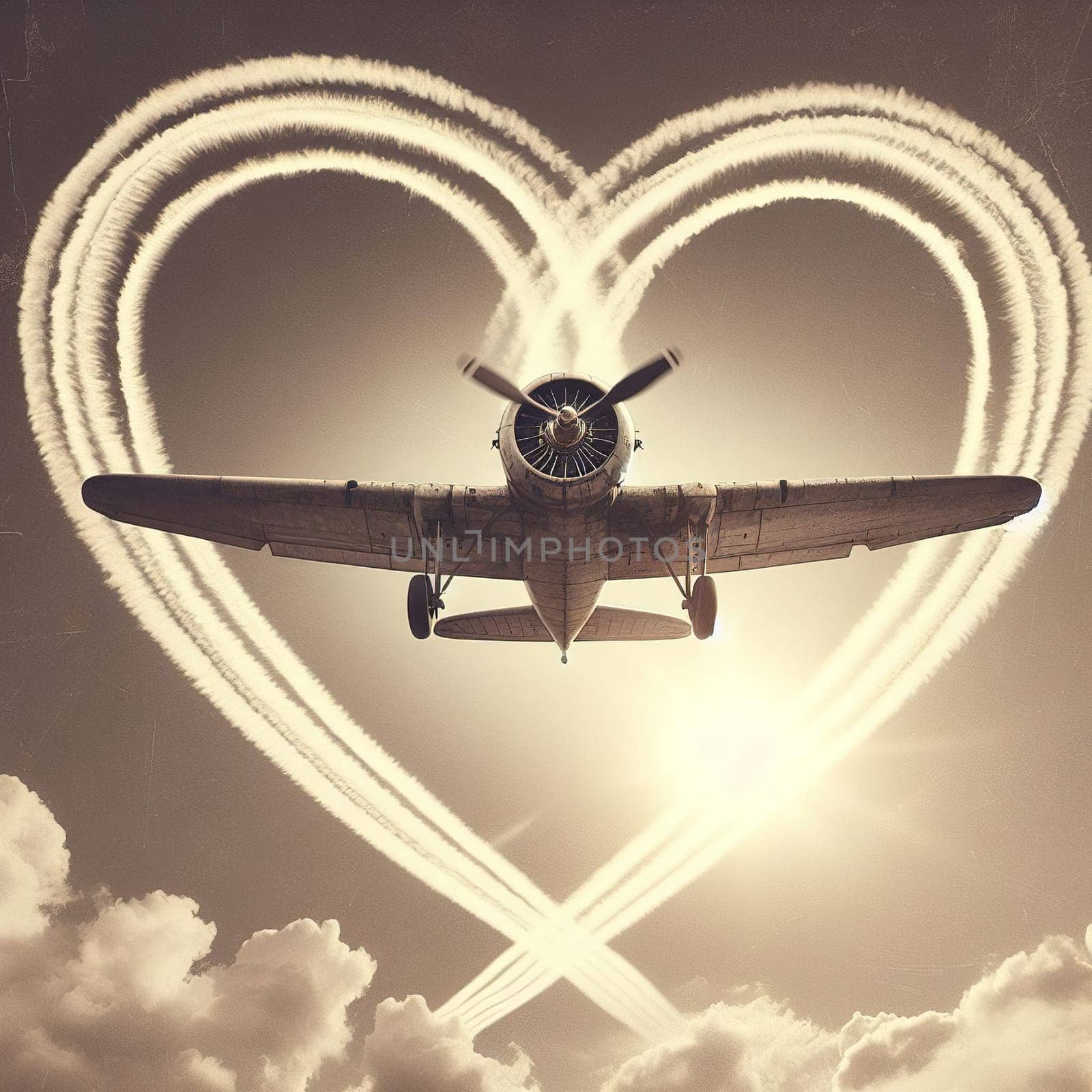 The plane left a heart-shaped trail in the sky.