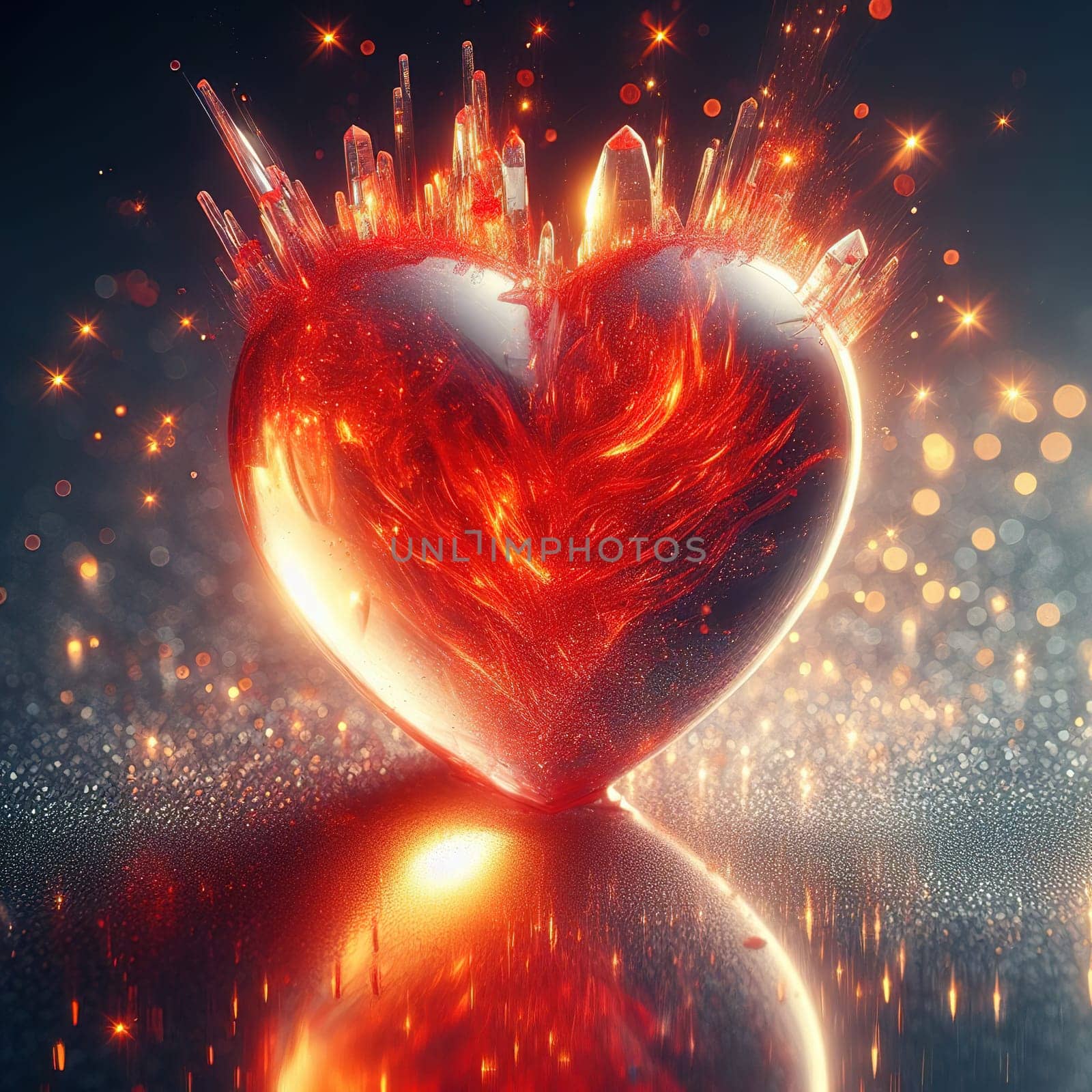 Burning heart in hands. Generative AI. High quality photo