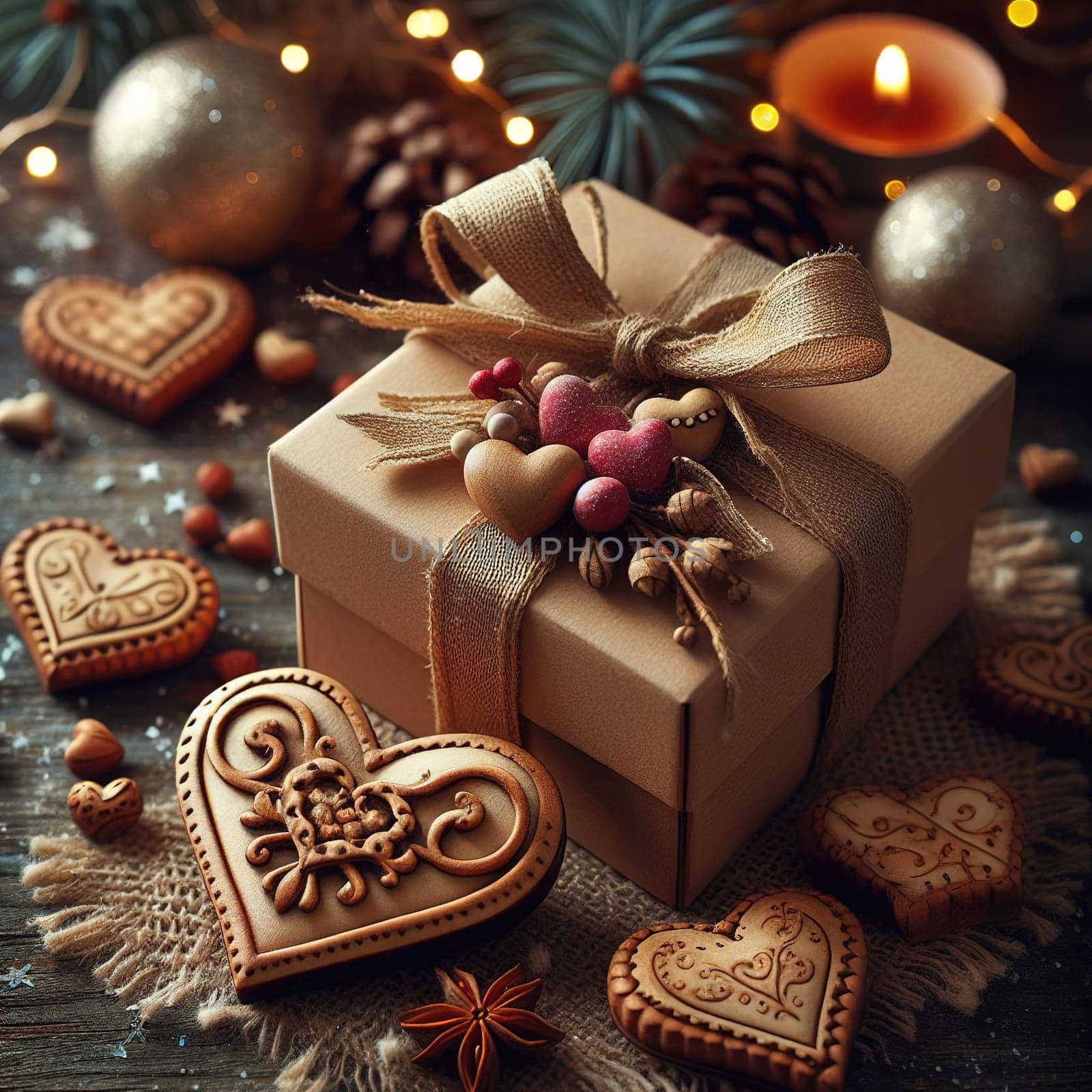 Gift box with bow. Generative, AI. High quality illustration