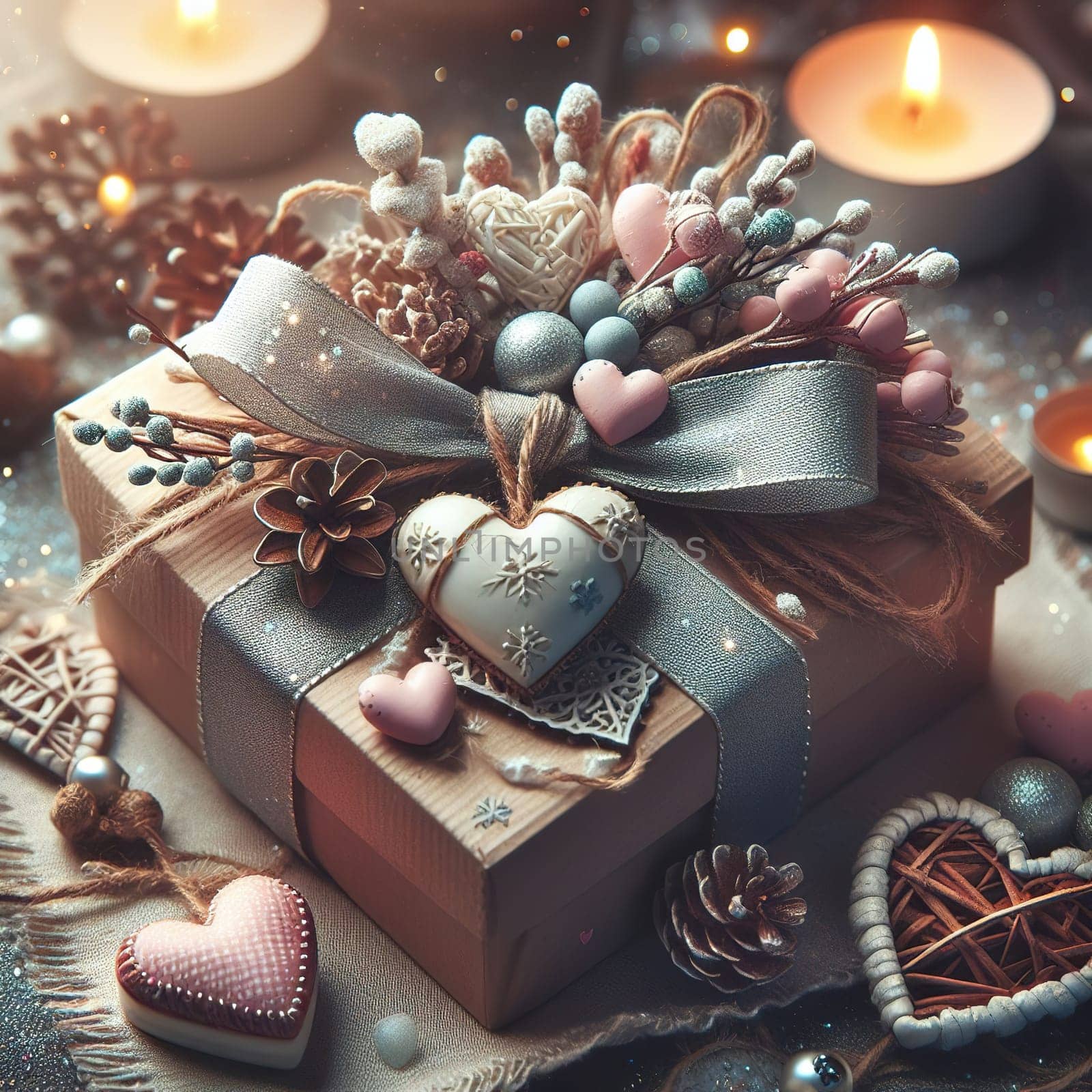 Gift box with bow. Generative, AI. High quality illustration