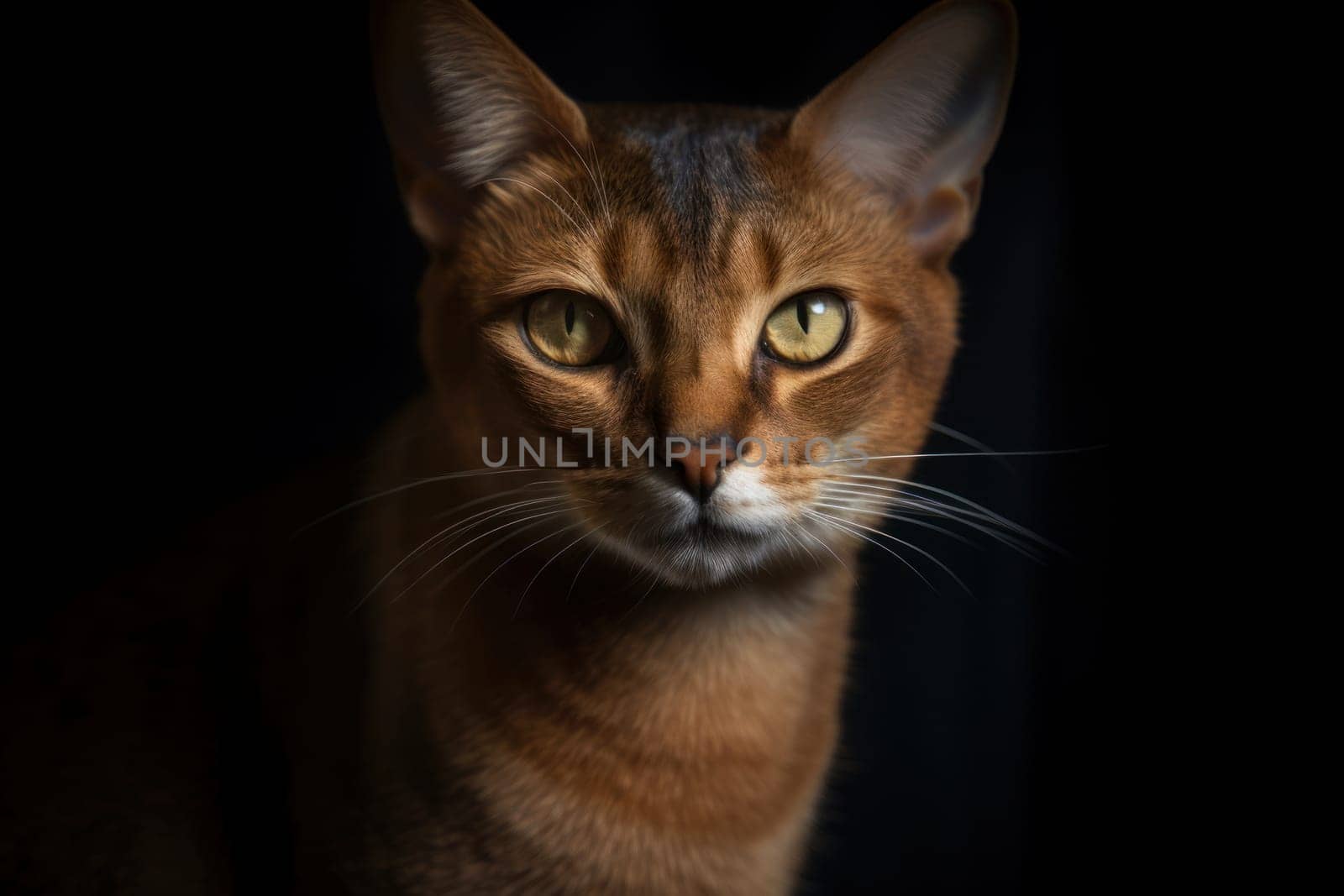 Portrait of a cute cat looking away. Abyssian cat.