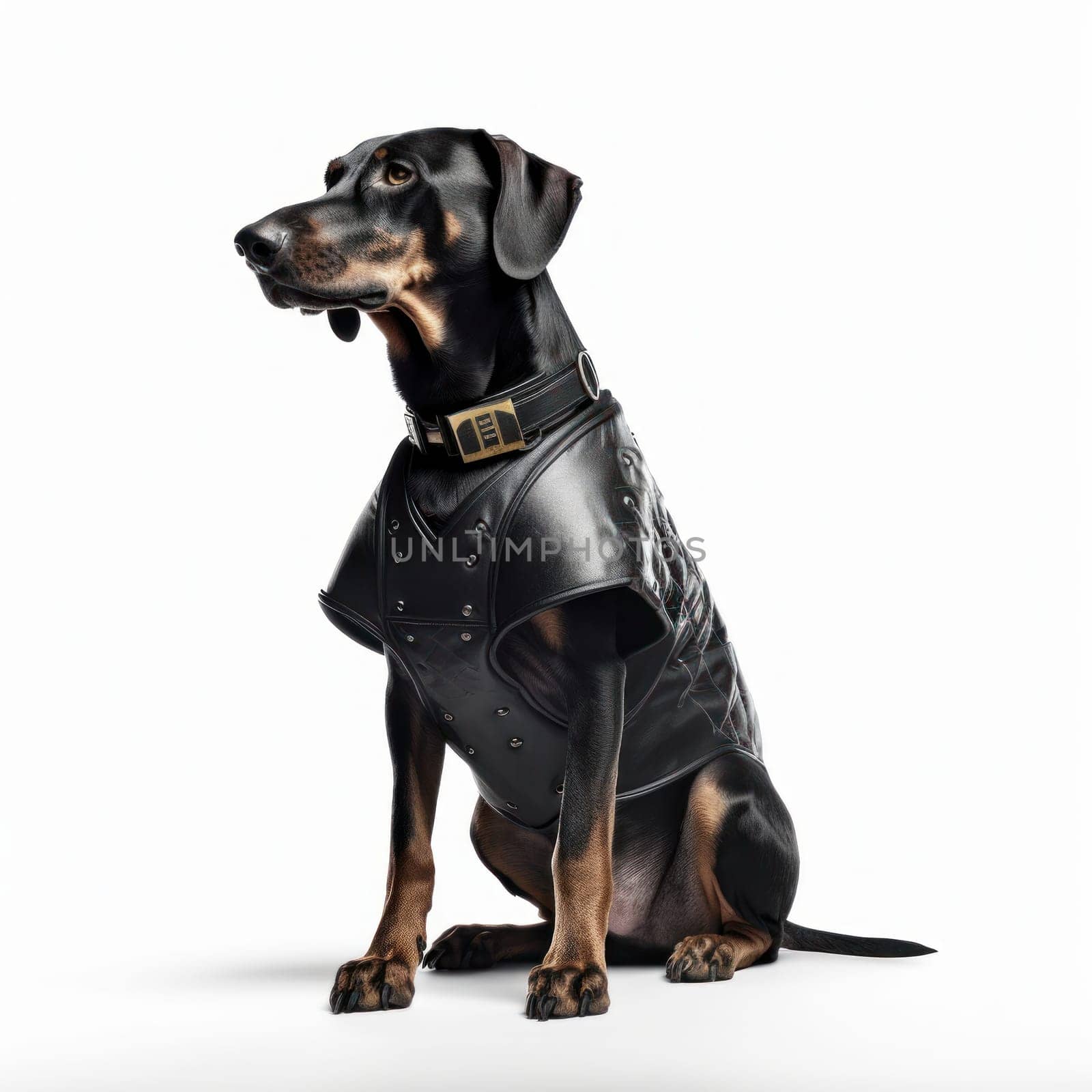 Dog guard on a white background. Security agency. Dog training by andreyz
