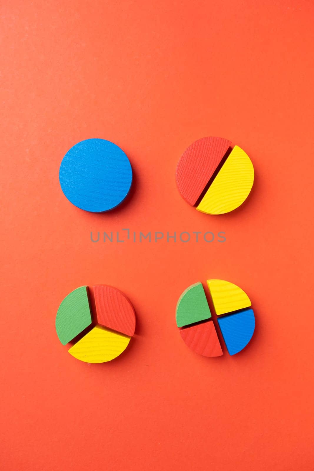 Colorful wooden pie chart pieces by Desperada