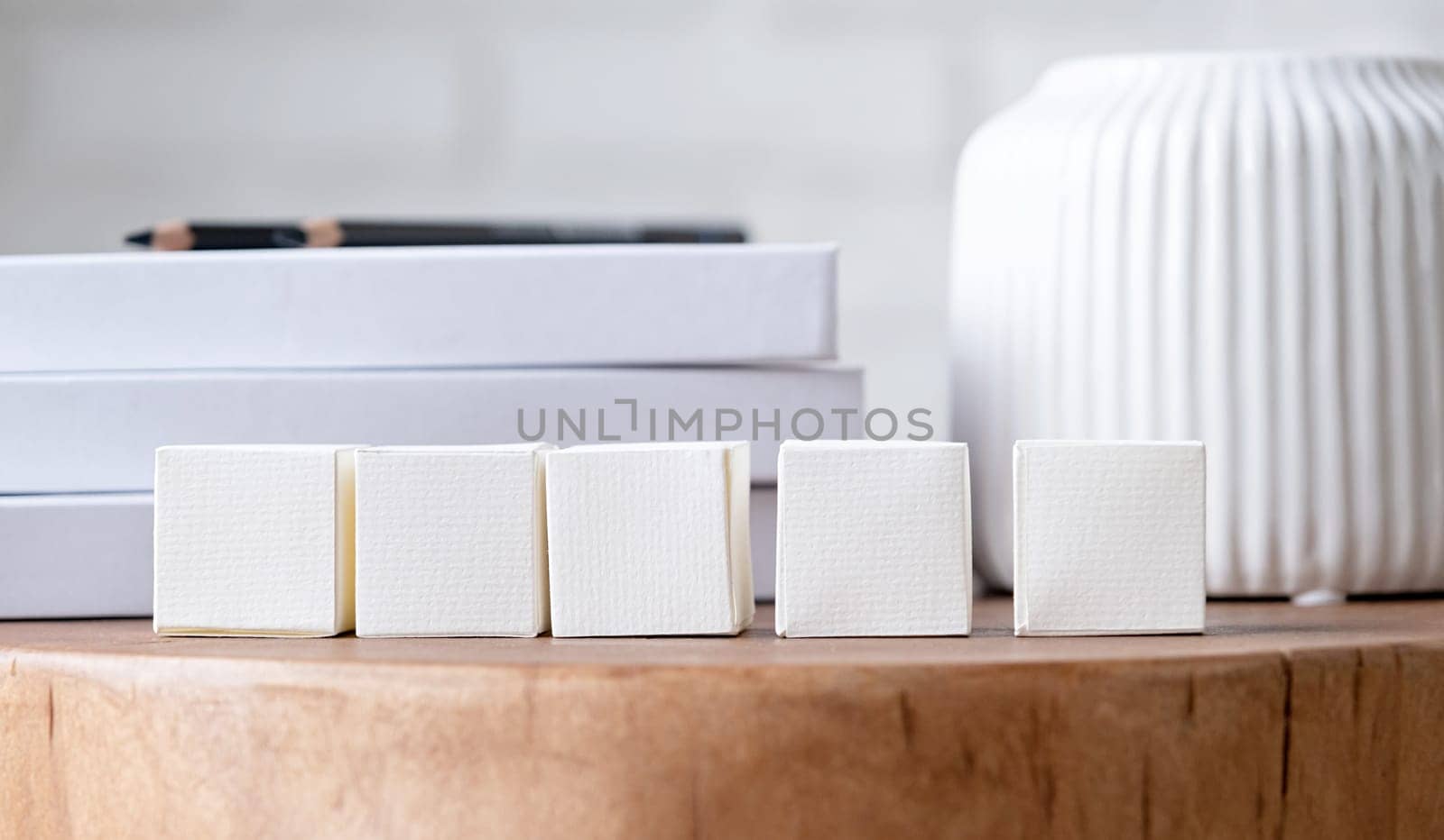 blank paper boxes on white background. copy space available by Desperada