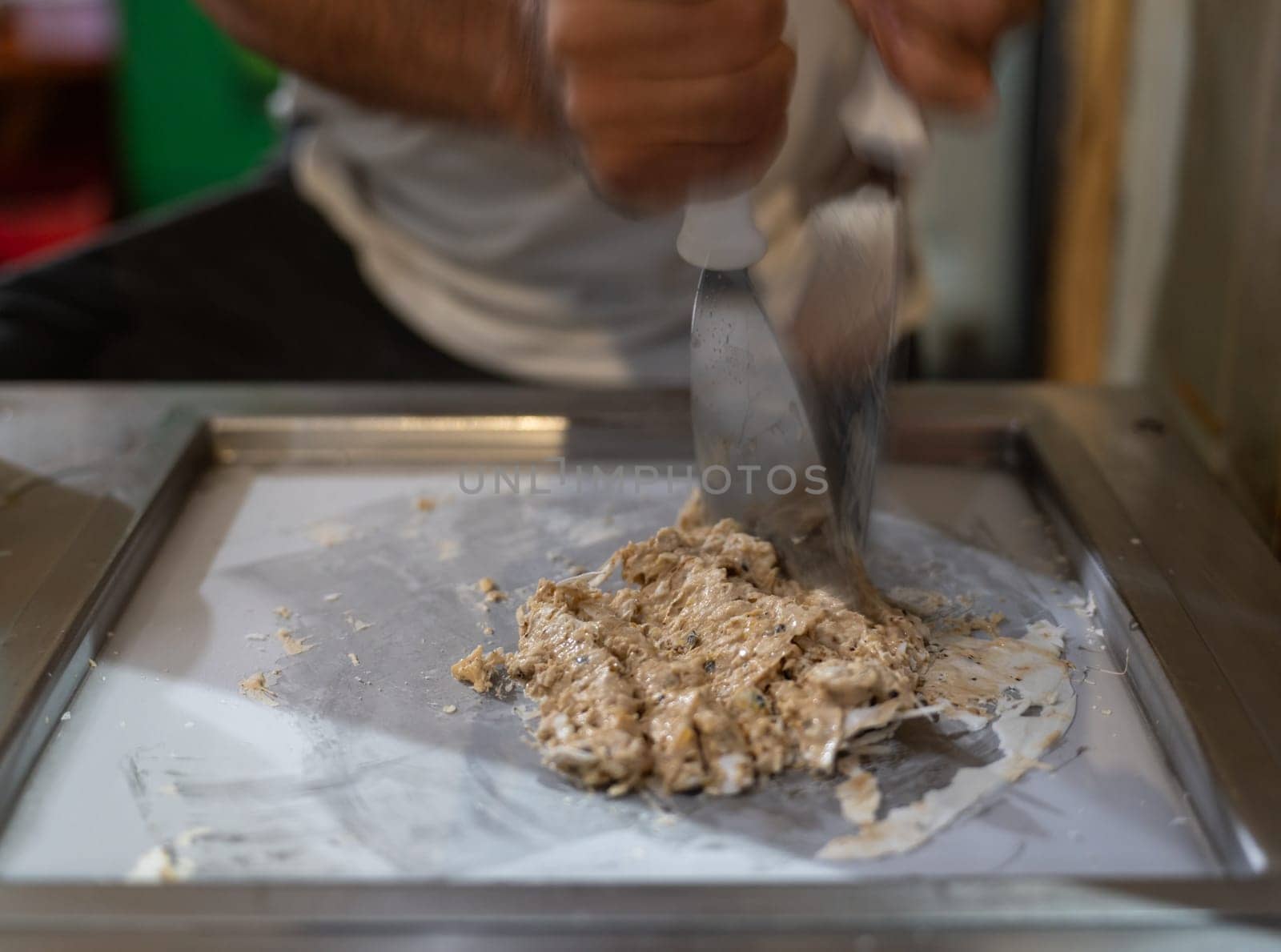Artisan Ice Cream Expert Making Rolled Ice Cream Delicacy by FerradalFCG