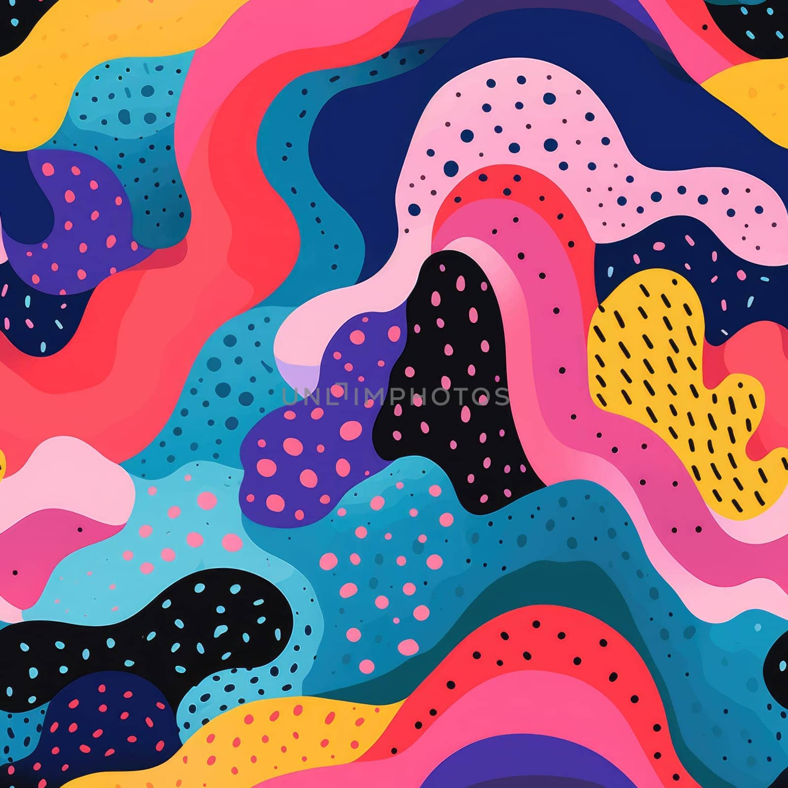 colorful wave cartoon fun pattern, ai