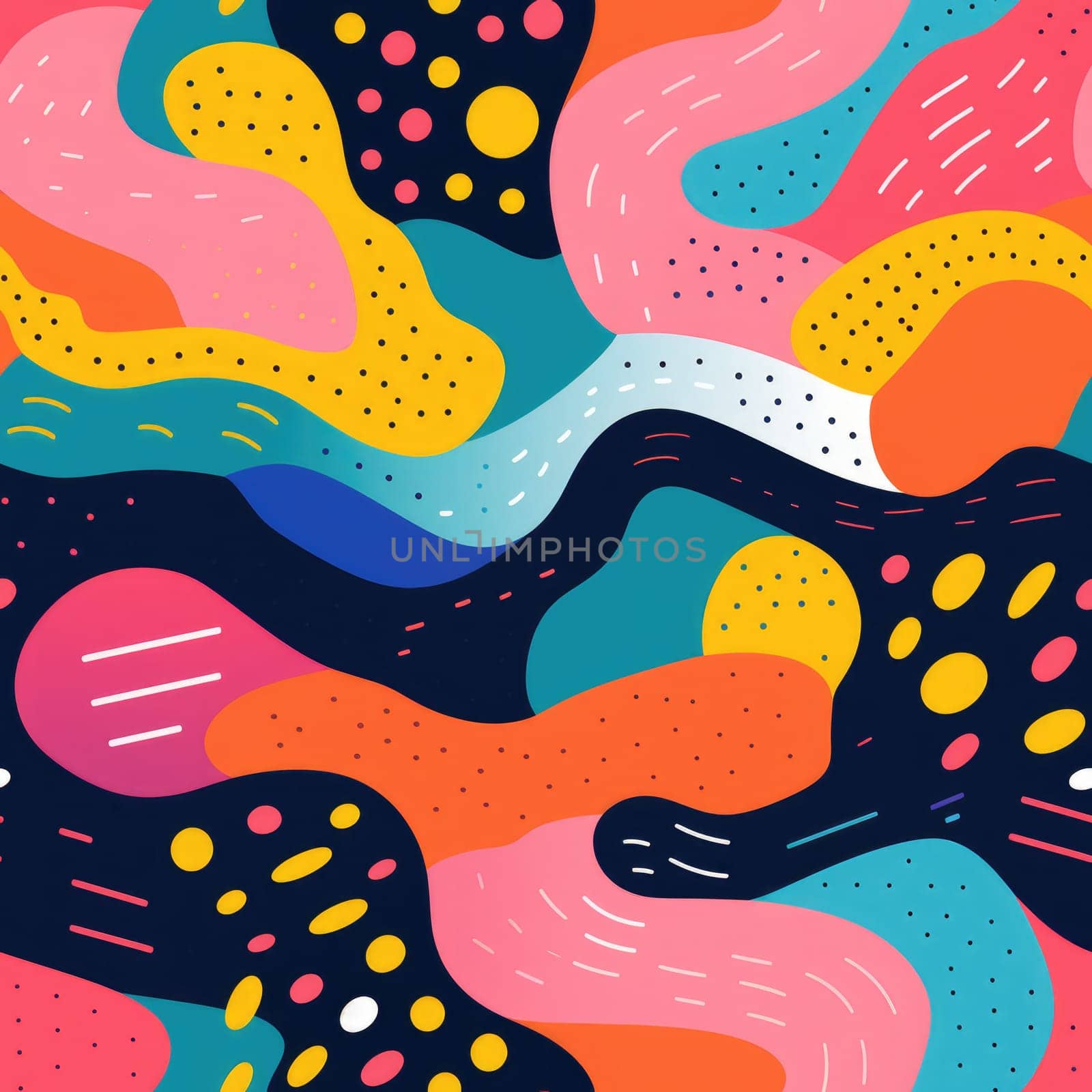 colorful wave cartoon fun pattern, ai