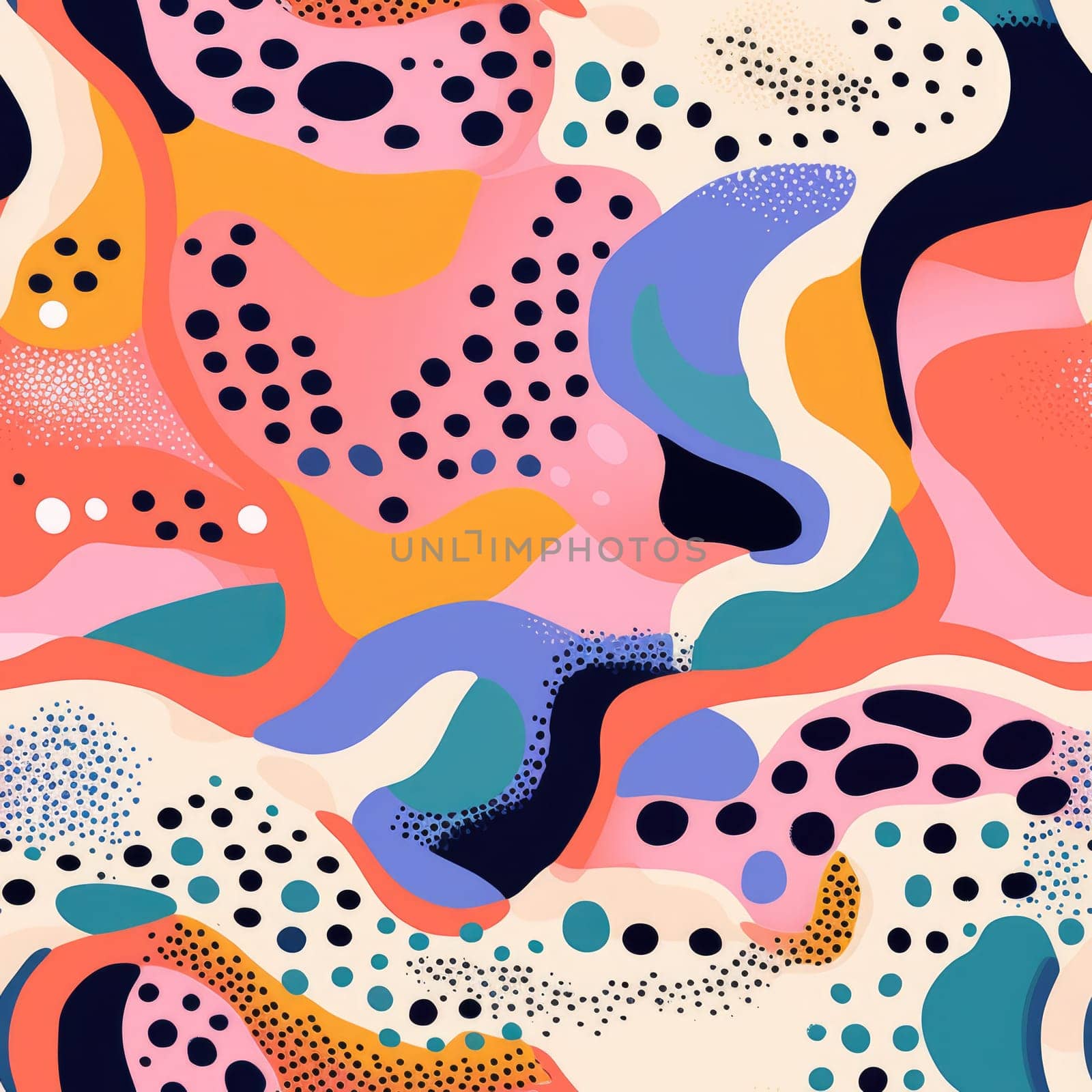 colorful wave cartoon fun pattern, ai