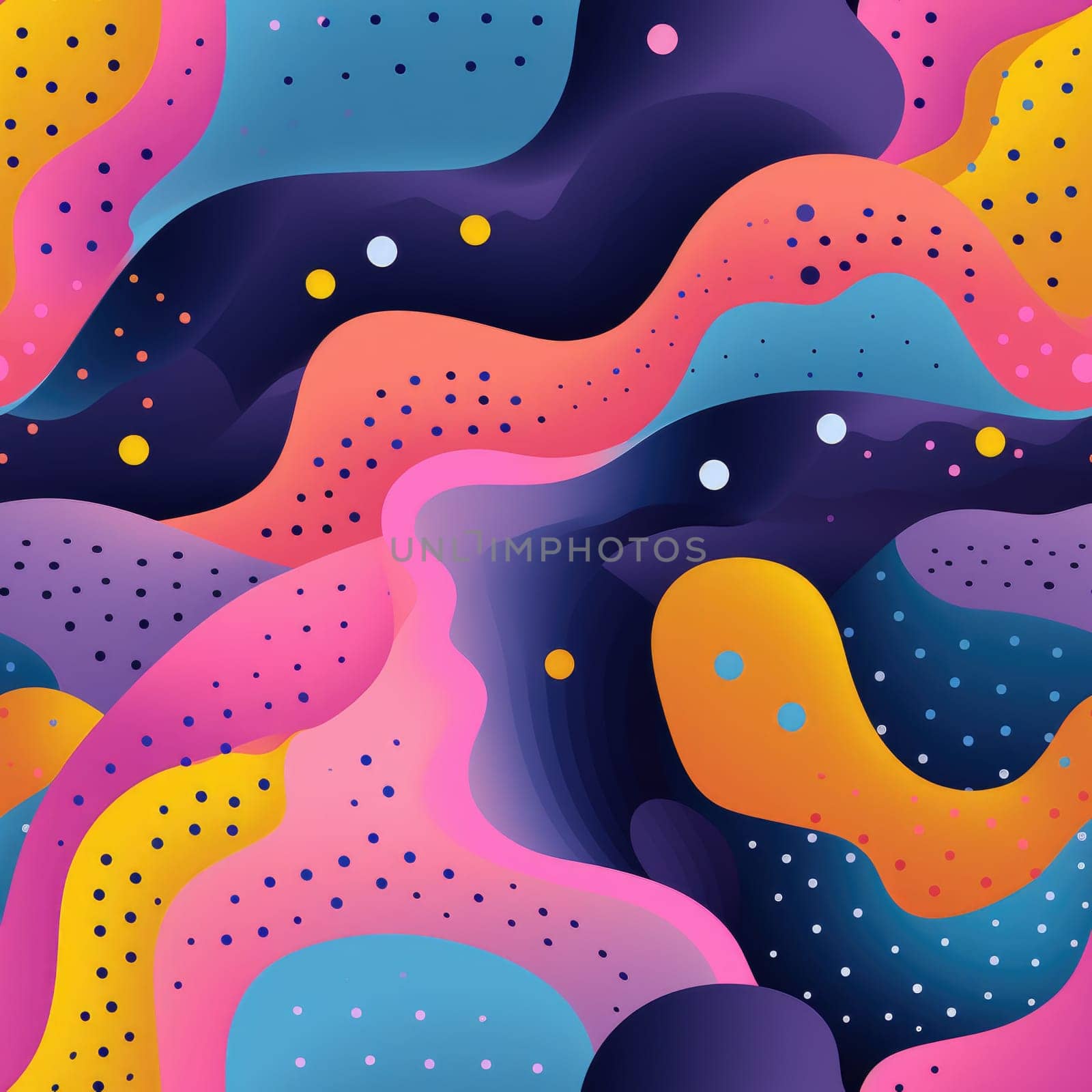 colorful wave cartoon fun pattern, ai