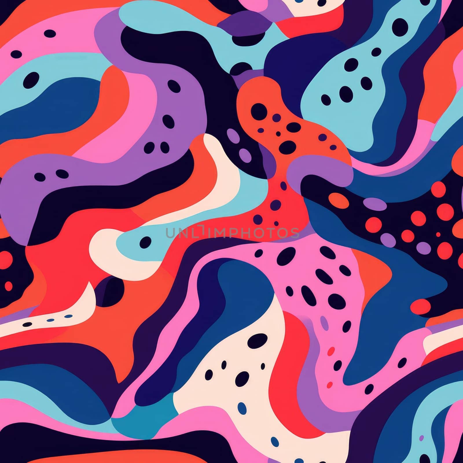 colorful wave cartoon fun pattern, ai