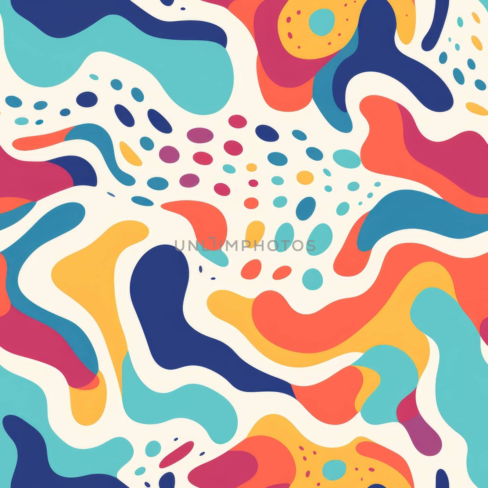 colorful wave cartoon fun pattern, ai