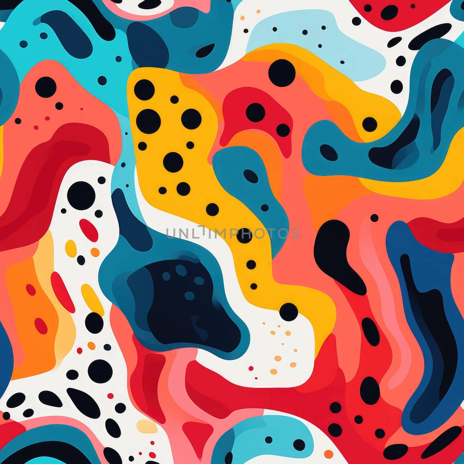 colorful wave cartoon fun pattern, ai