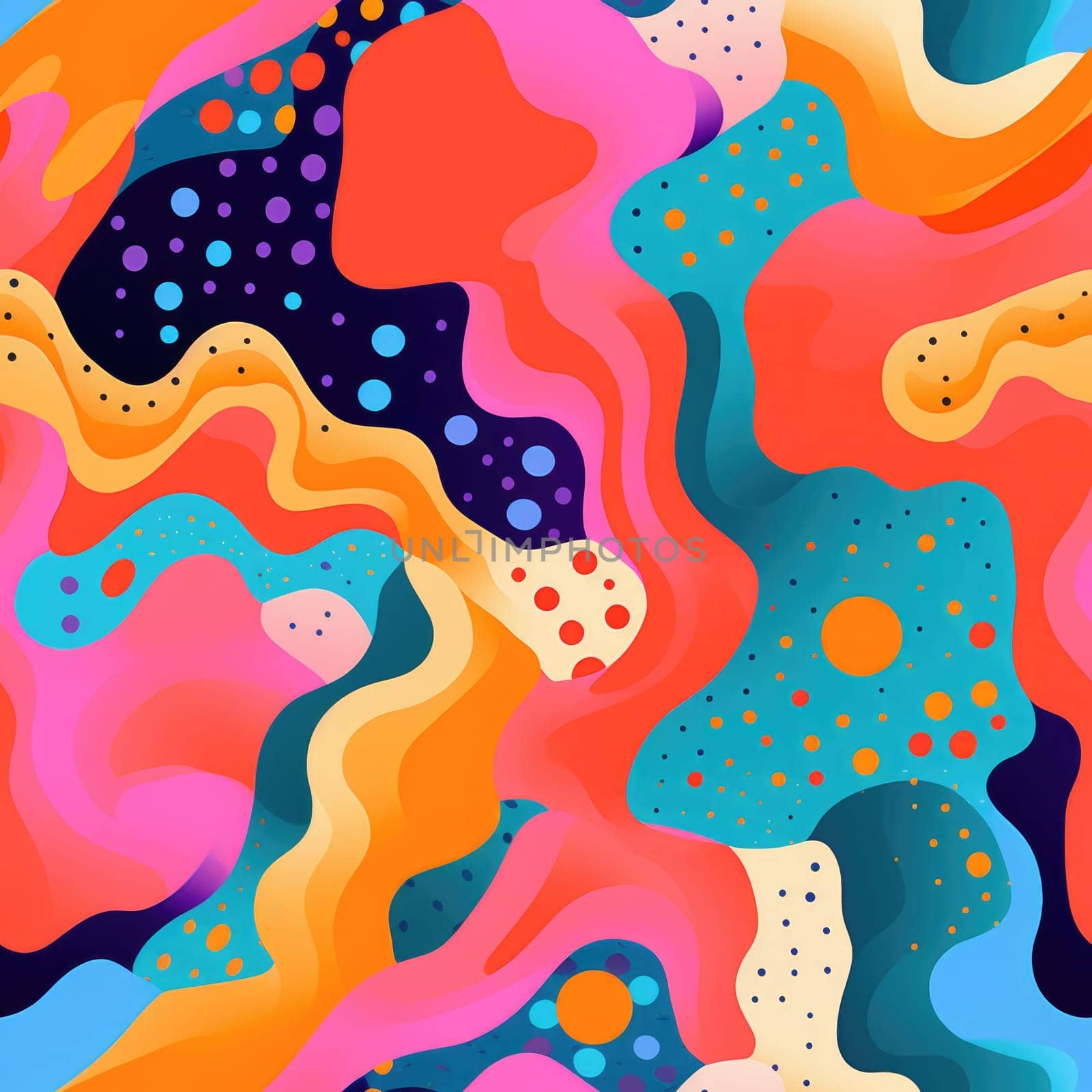 colorful wave cartoon fun pattern, ai