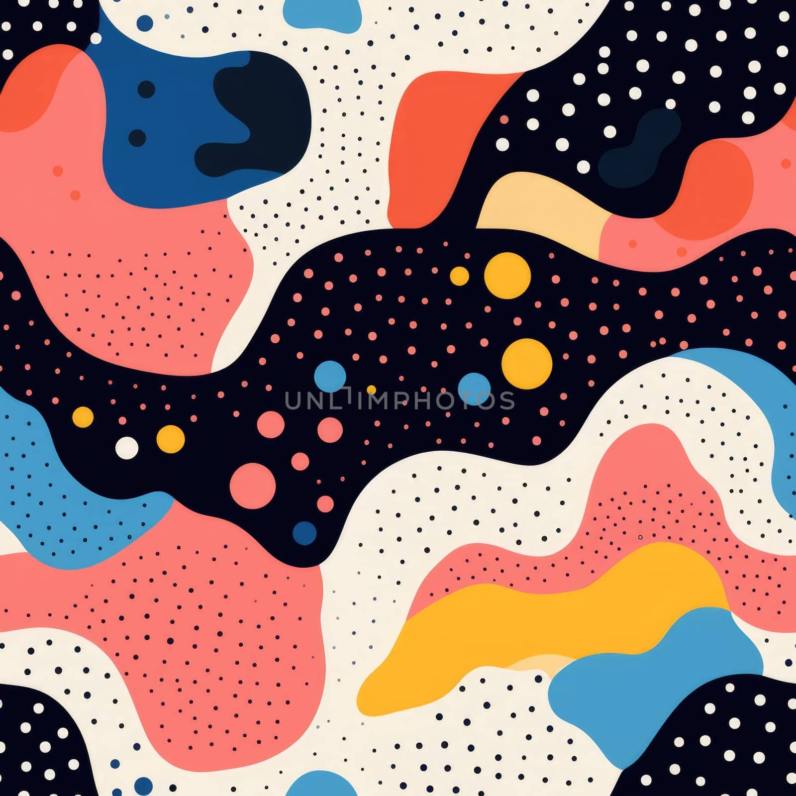 colorful wave cartoon fun pattern, ai