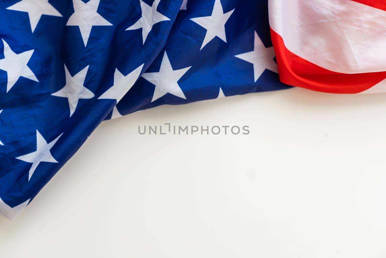 American flag border on white background. High quality photo
