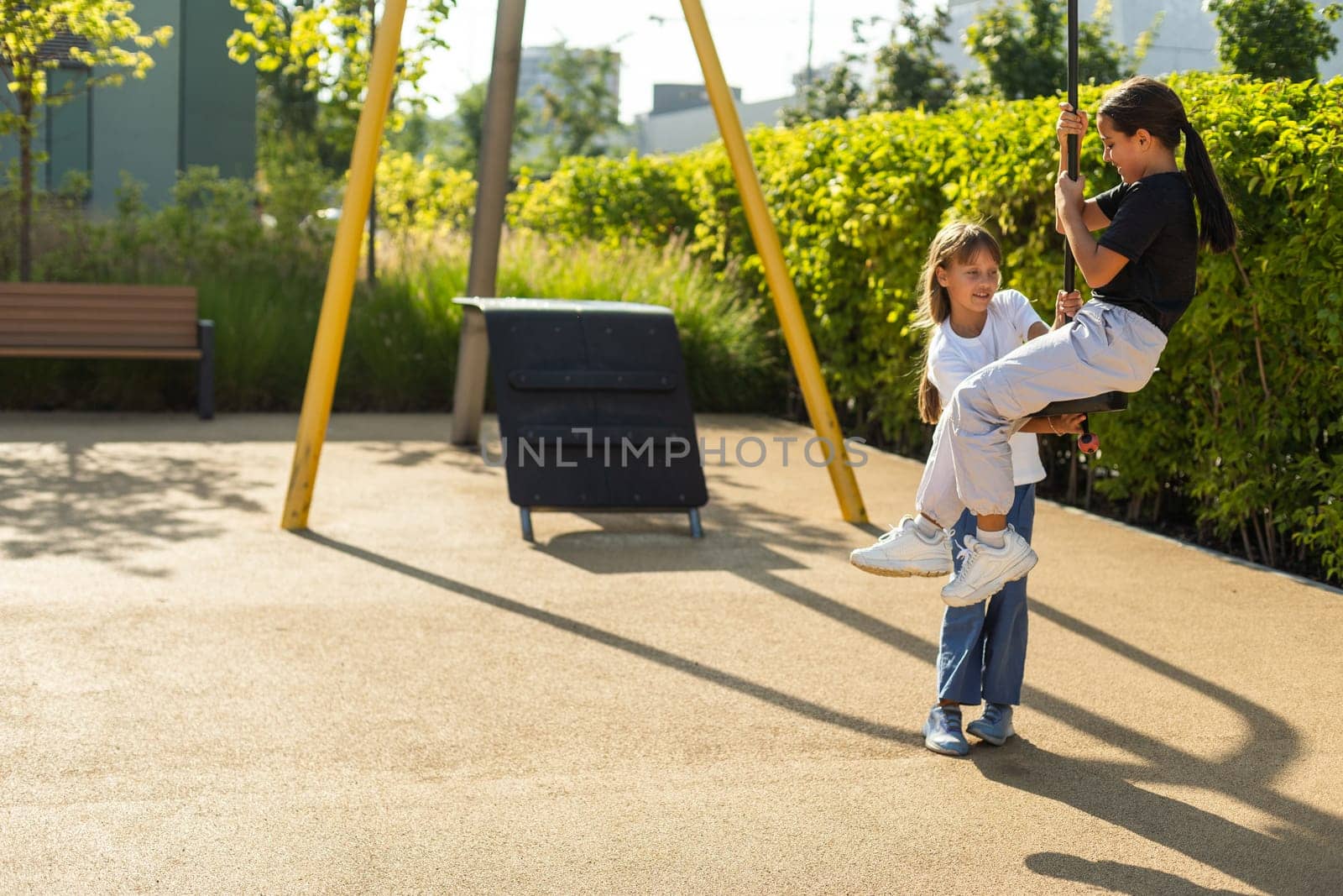 Teenage girls at the school yard. High quality photo