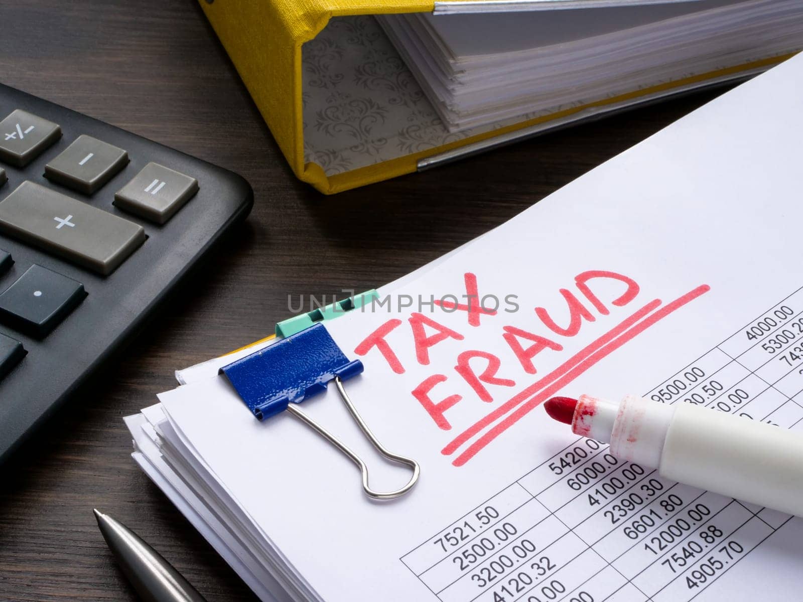 Financial reporting and marking with marker tax fraud.