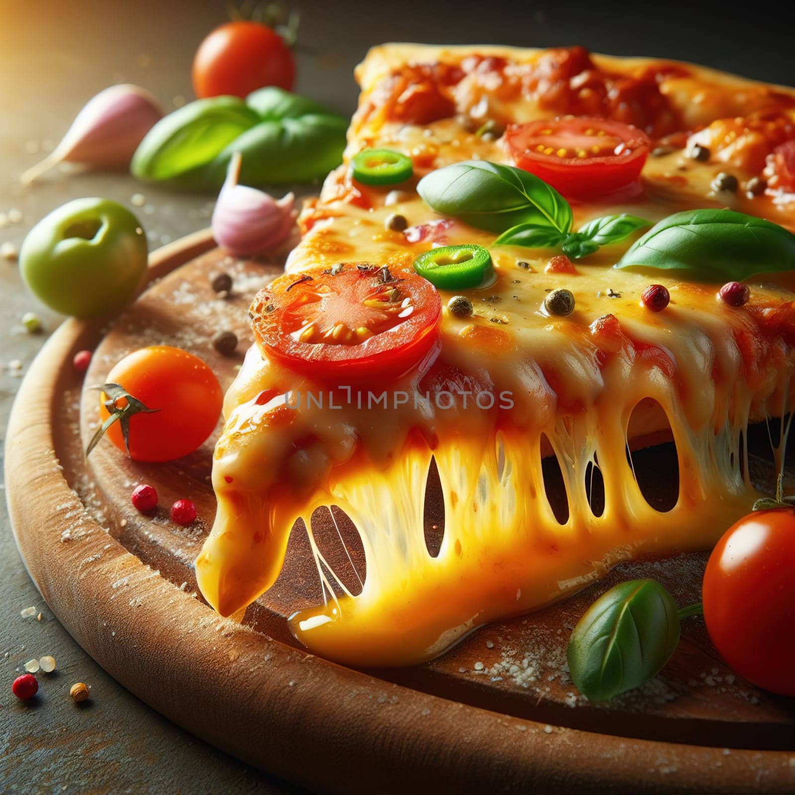 Delicious pizza. Generative AI. High quality photo