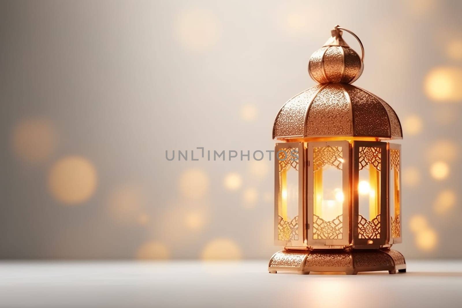 Golden Lantern Casting a Warm and Inviting Glow background with copy space