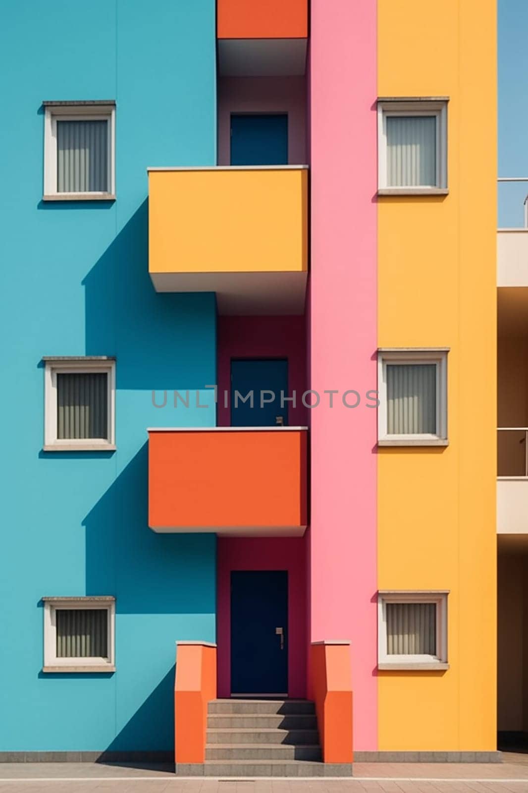 A Vibrant Modern Building with a Mix of Bright Colors background