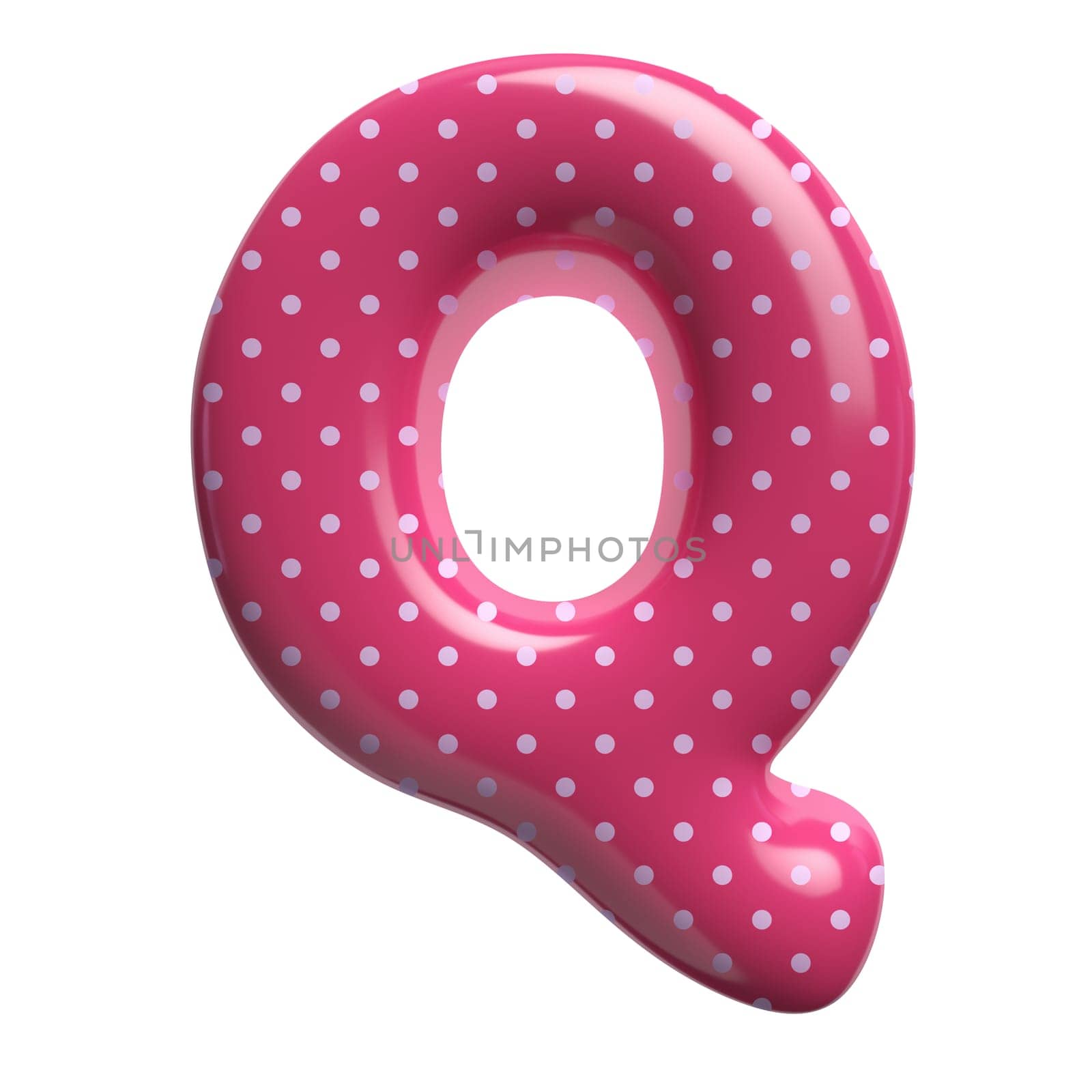 Polka dot letter Q - large 3d pink retro font isolated on white background. This alphabet is perfect for creative illustrations related but not limited to Fashion, retro design, decoration...