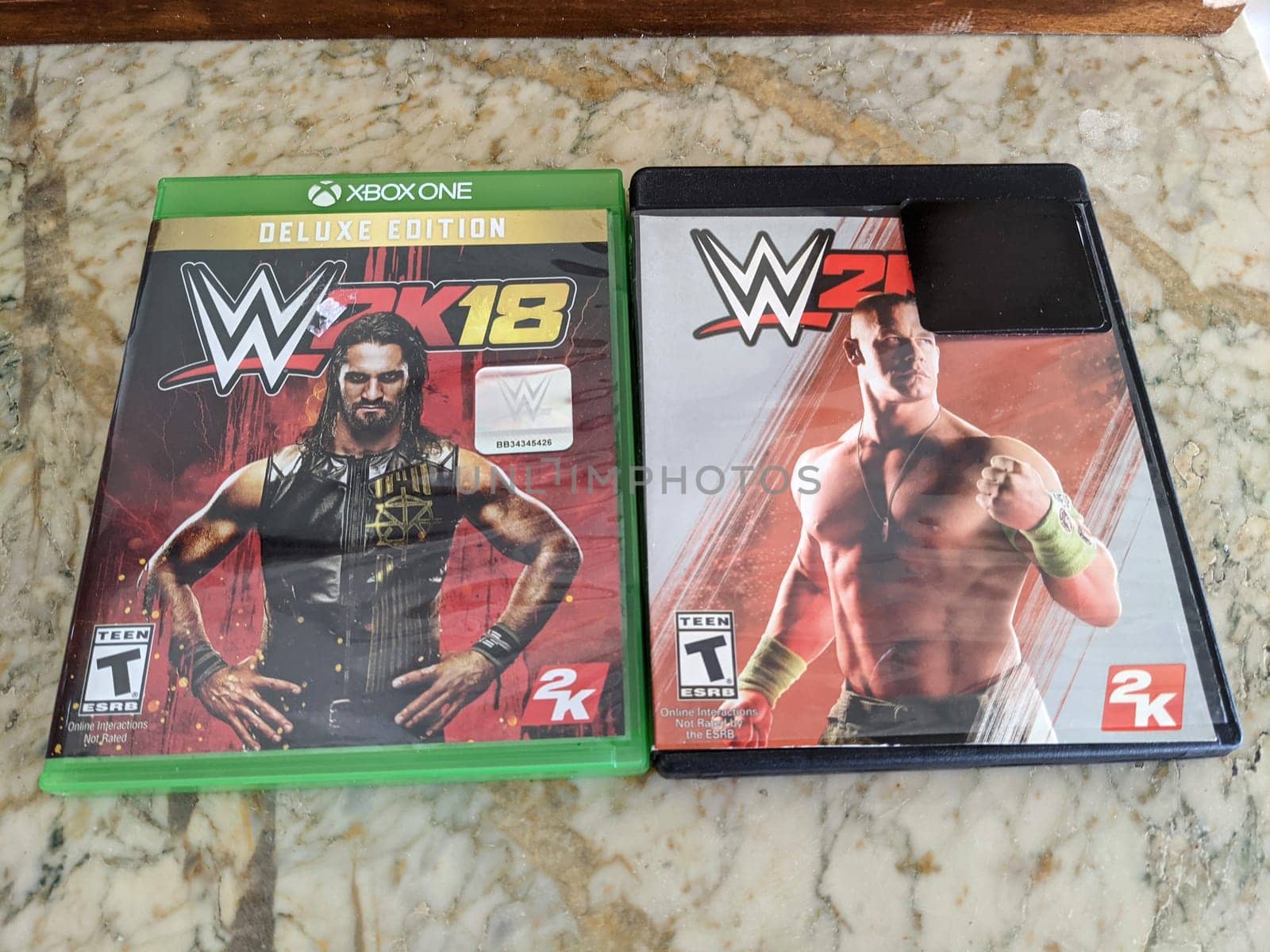 WWE 2K18 and 2K15 Xbox One Games on Marble Countertop by EricGBVD