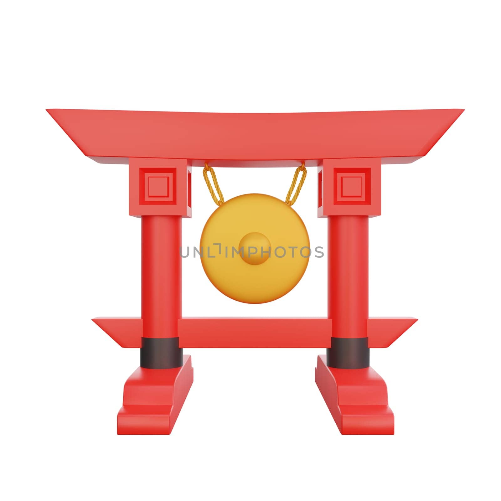 3D illustration of Gong icon, perfect for a Chinese New Year theme