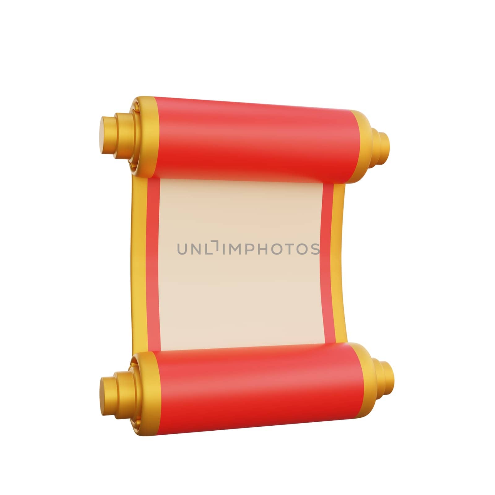3D illustration of Chinese Scroll Paper icon, perfect for a Chinese New Year theme