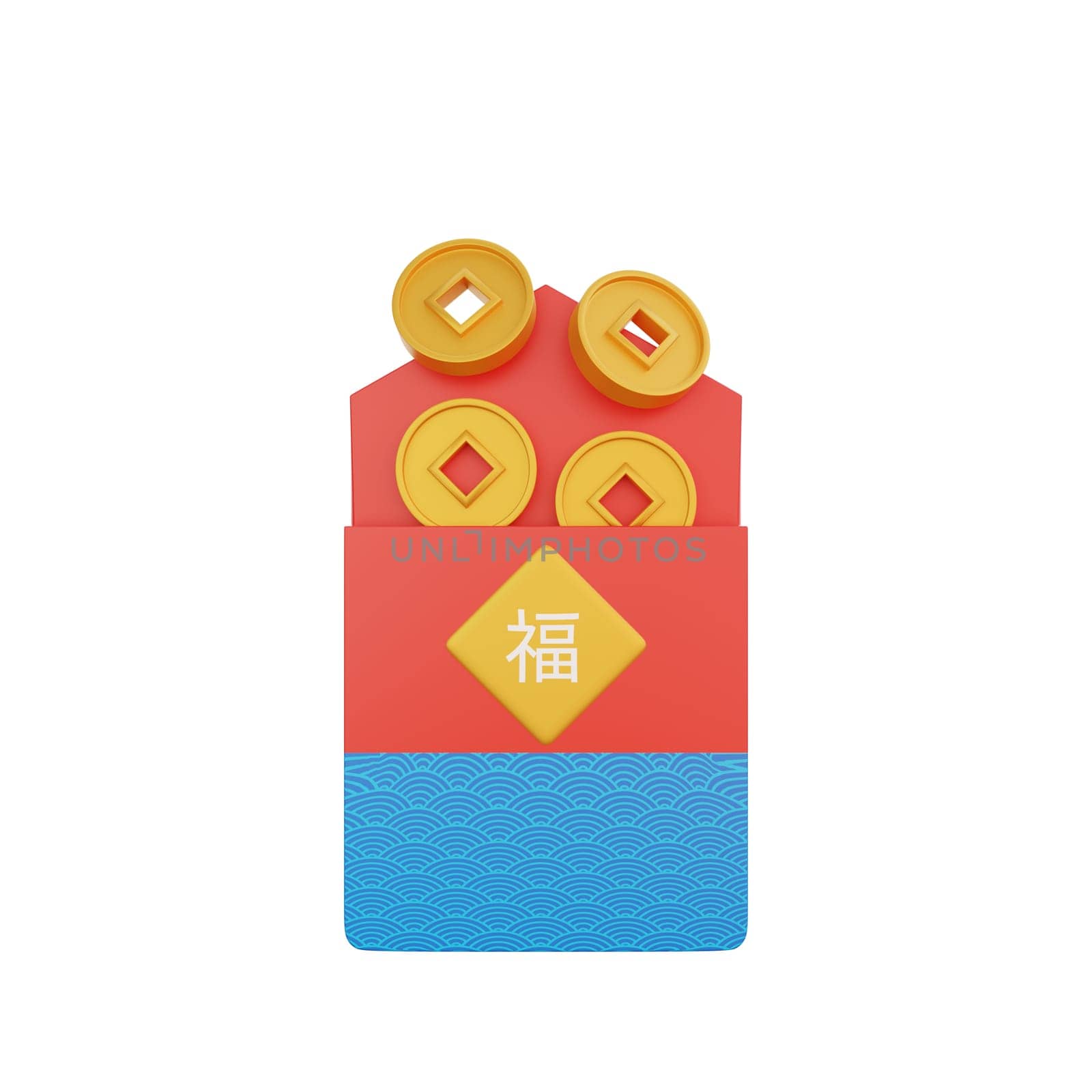 3D illustration of CChinese Envelope icon Chinese New Year design by Rahmat_Djayusman