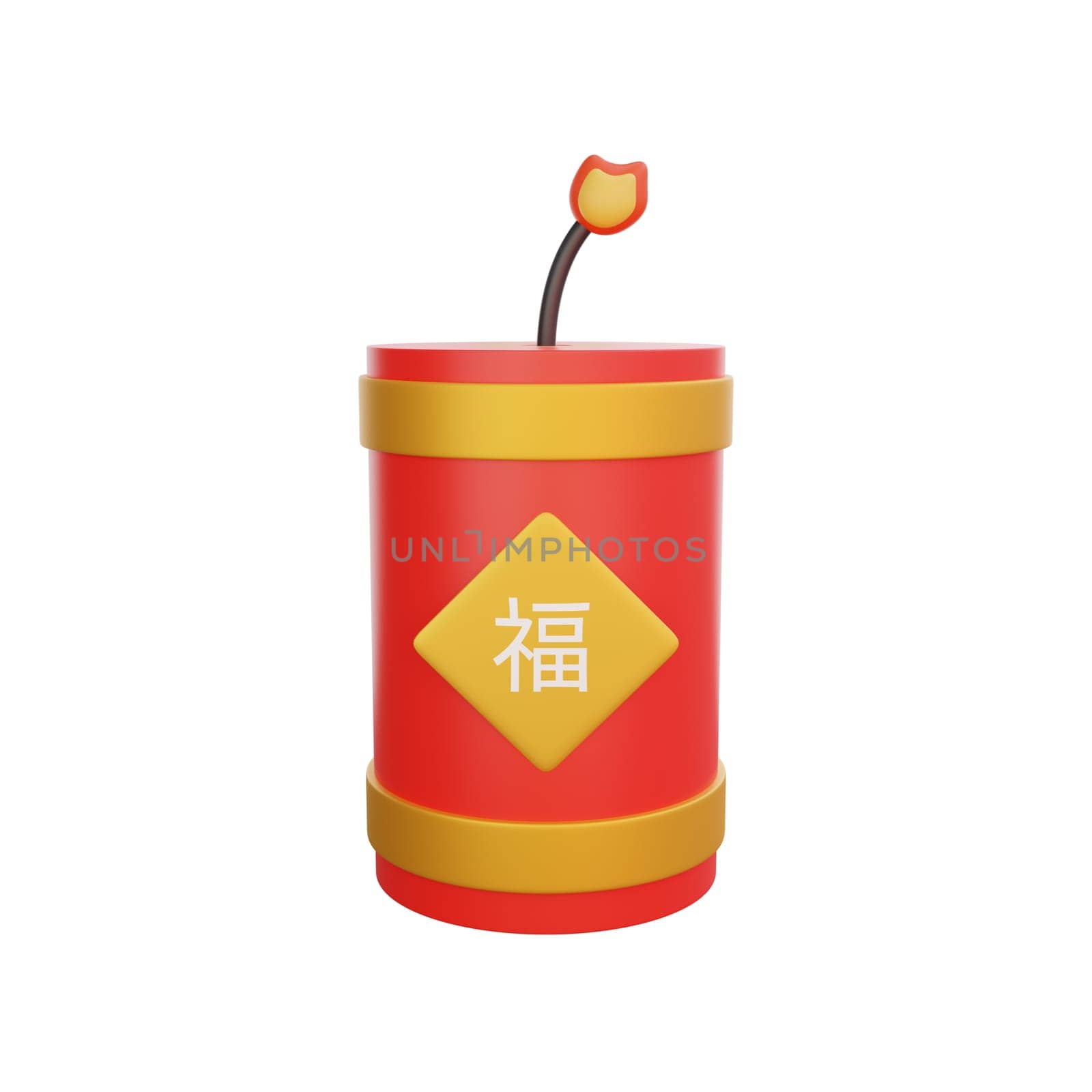 3D illustration of Chinese Firecrackers icon, perfect for a Chinese New Year theme