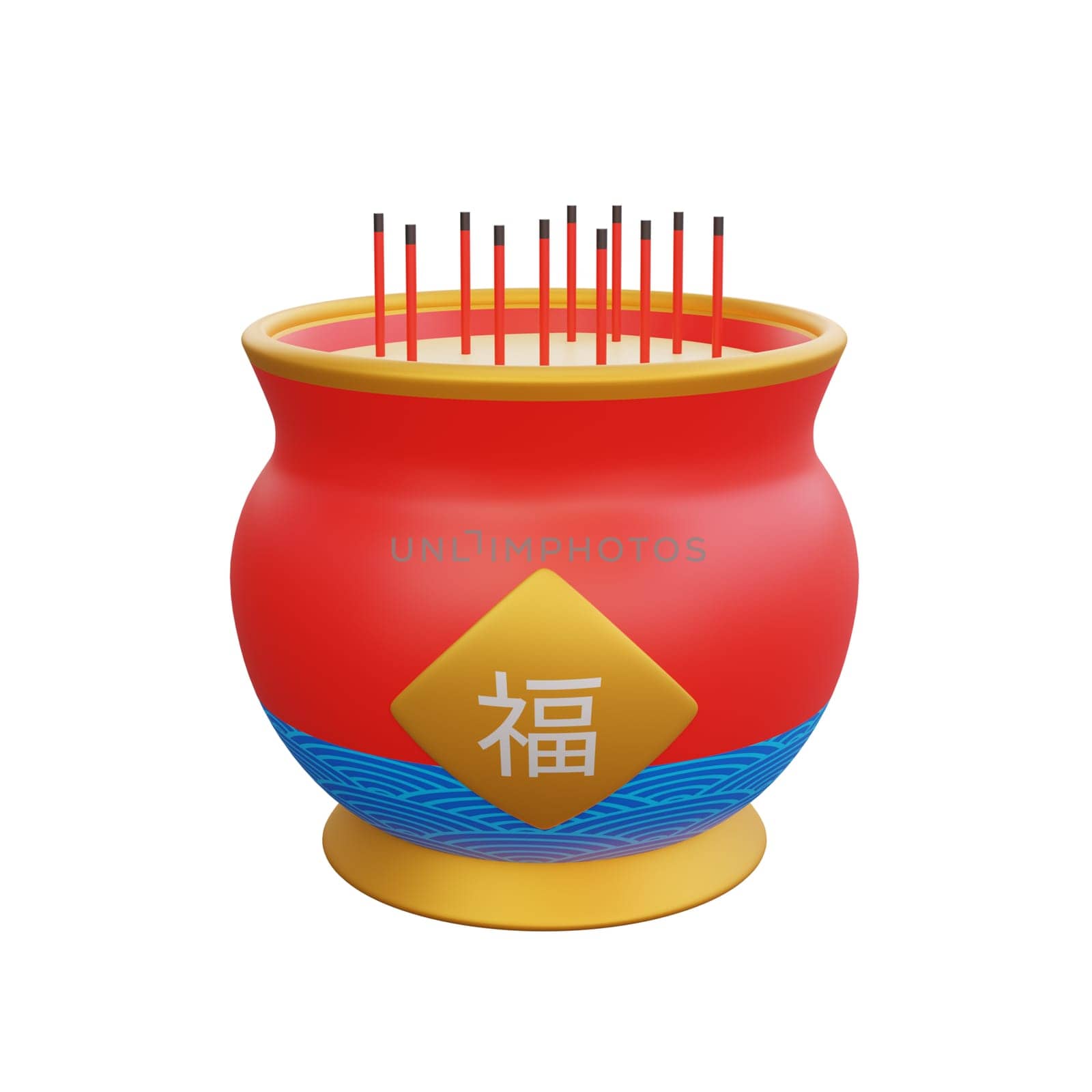 3D illustration of Incense icon Chinese New Year design by Rahmat_Djayusman