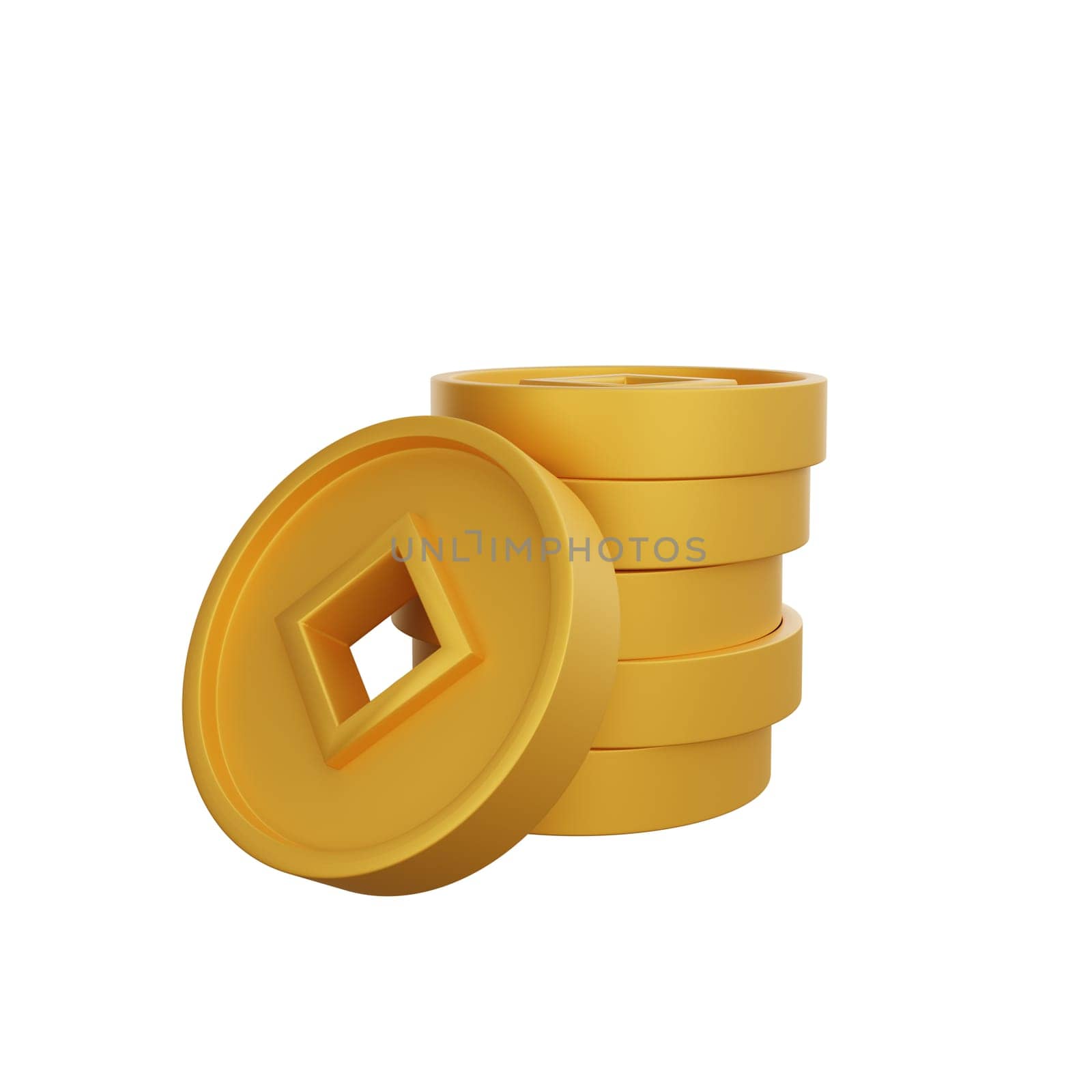 3D illustration of Chinese Coins icon, perfect for a Chinese New Year theme