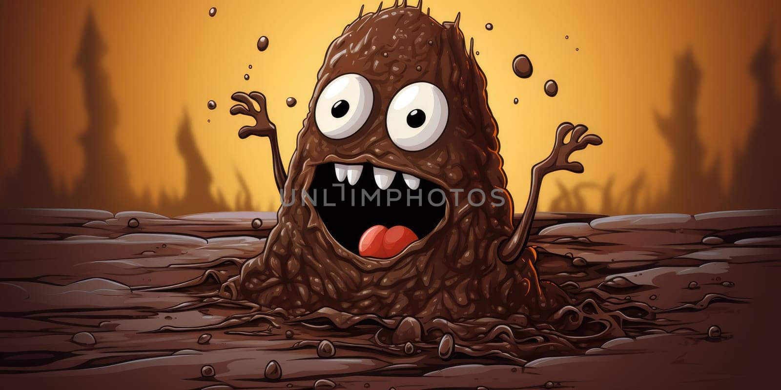 Smiling poop or turd as an illustration, funny concept
