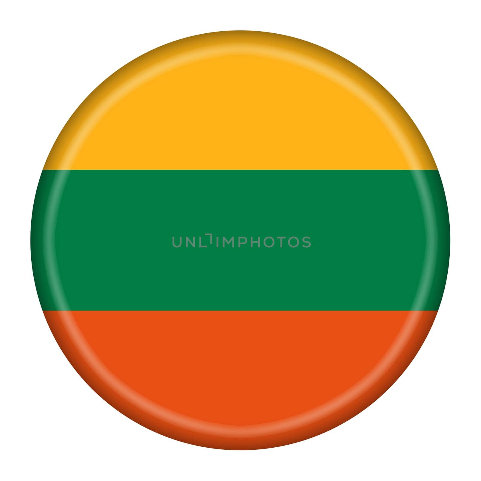 A Lithuania flag button 3d illustration with clipping path