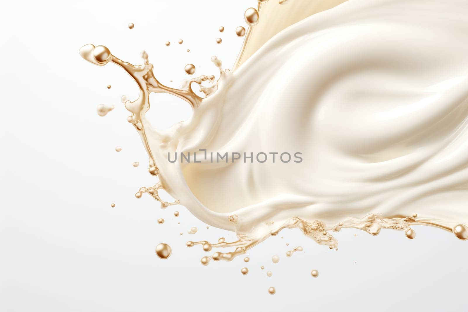 Splash of creamy pearl texture on a white background.