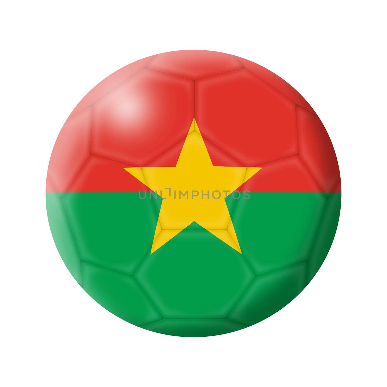 A Burkina soccer ball football 3d illustration isolated on white with clipping path