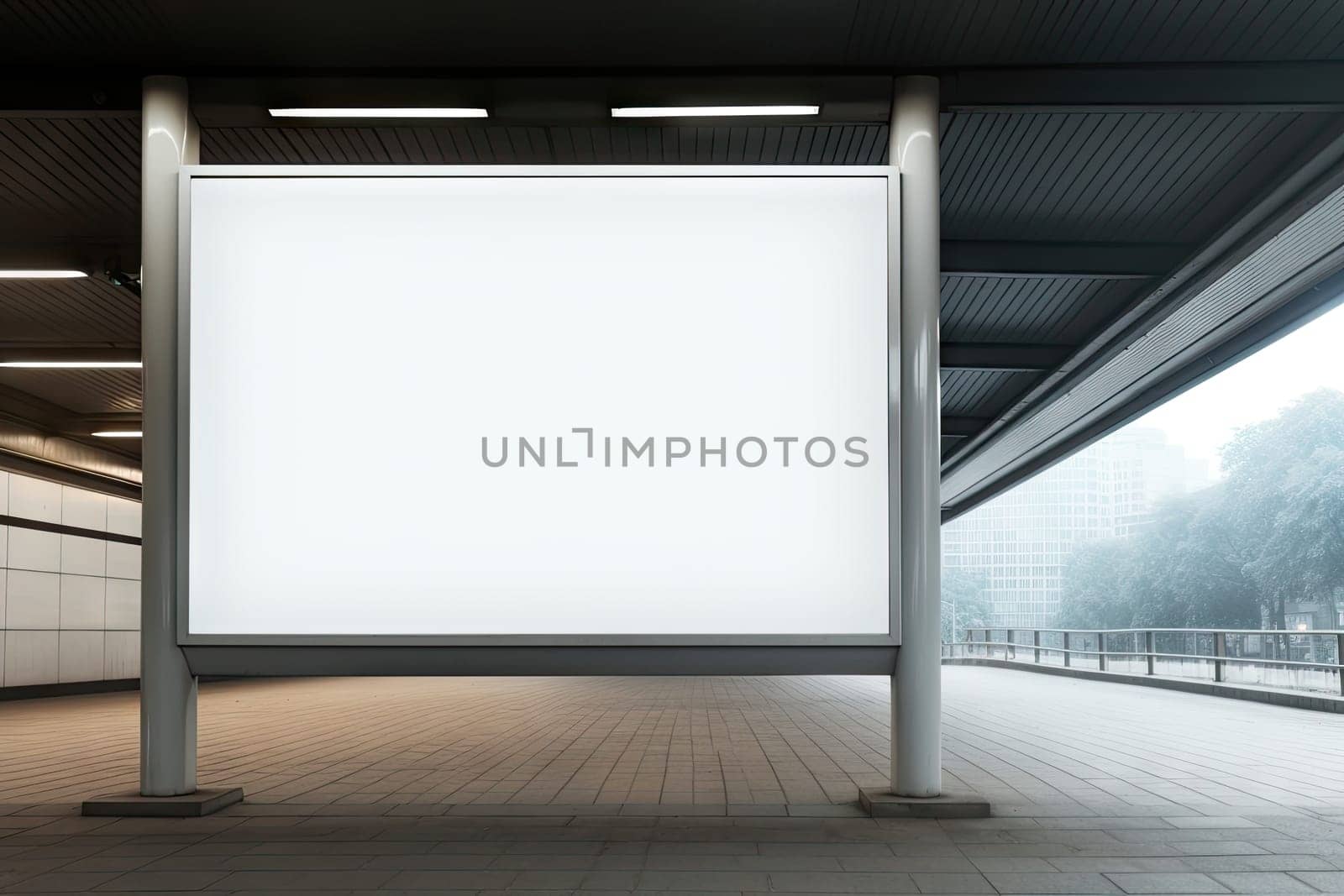 Empty white Blank Billboard or Advertising Poster in a City and Roadside Perfect Space for Promoting Your Brand Products.by Generative AI.