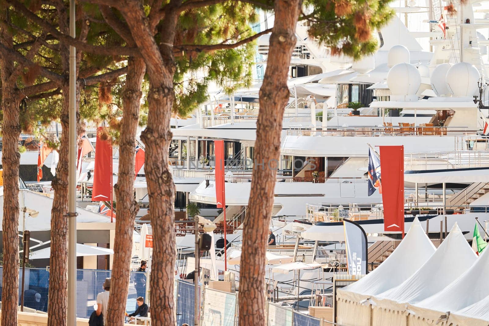 Monaco, Monte Carlo, 01 October 2022 - The famous motorboat exhibition at morning, mega yacht show, novelties of the boating industry by vladimirdrozdin